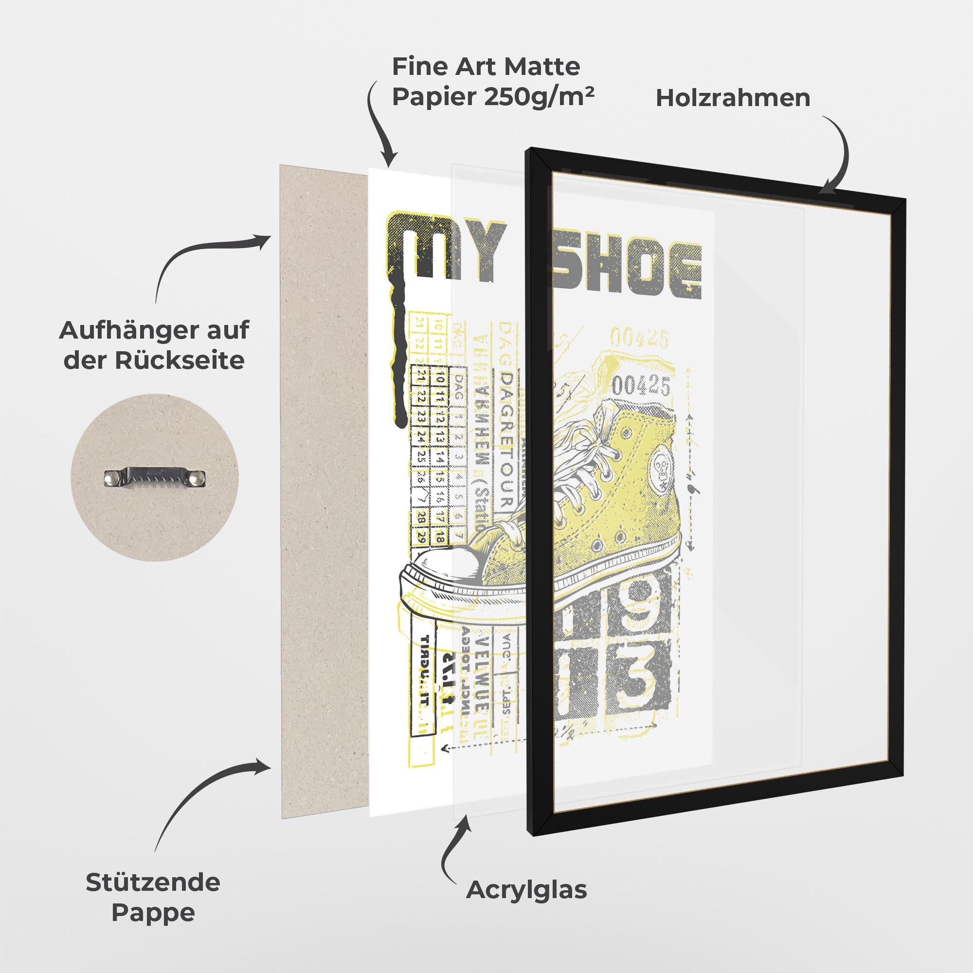 Gerahmte Poster My Shoe Yellow mockup 1