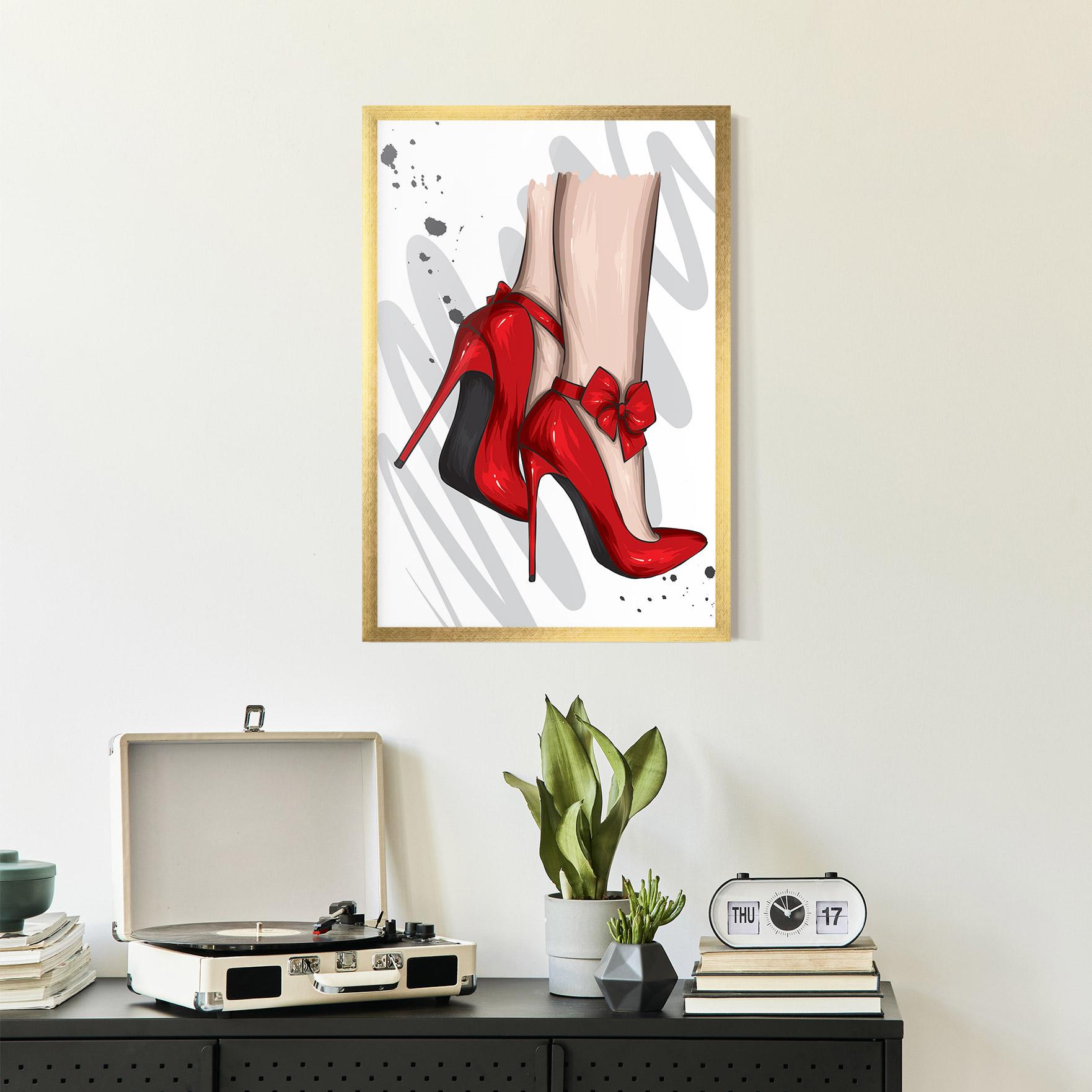 Gerahmte Poster Red Bow Heels mockup 2