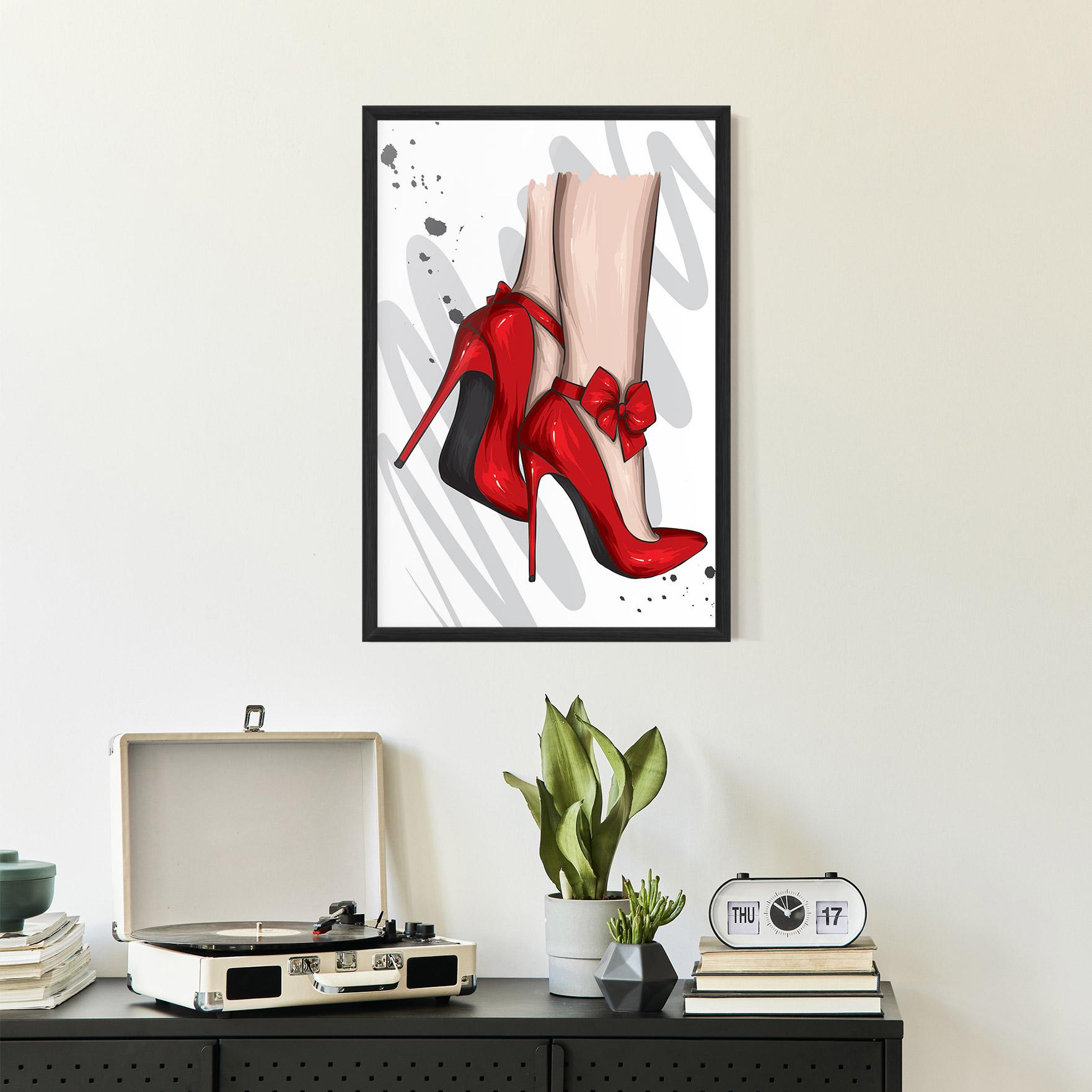 Gerahmte Poster Red Bow Heels mockup 2