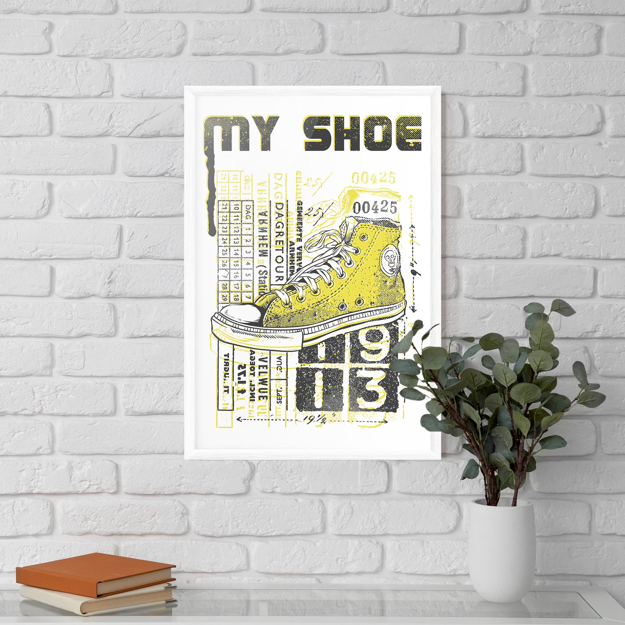 Gerahmte Poster My Shoe Yellow mockup 5