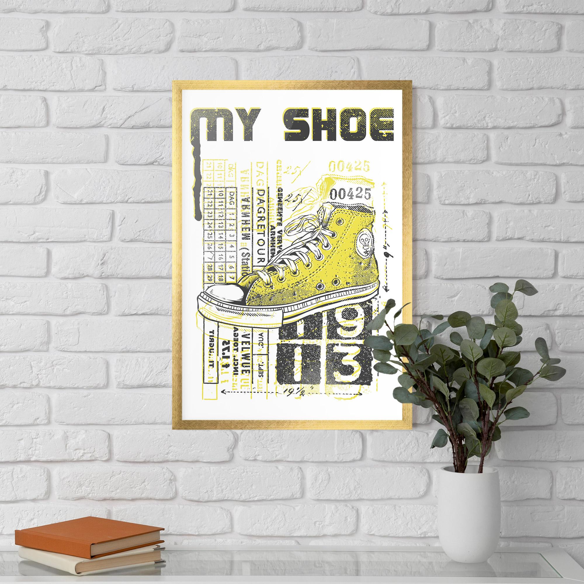 Gerahmte Poster My Shoe Yellow mockup 5