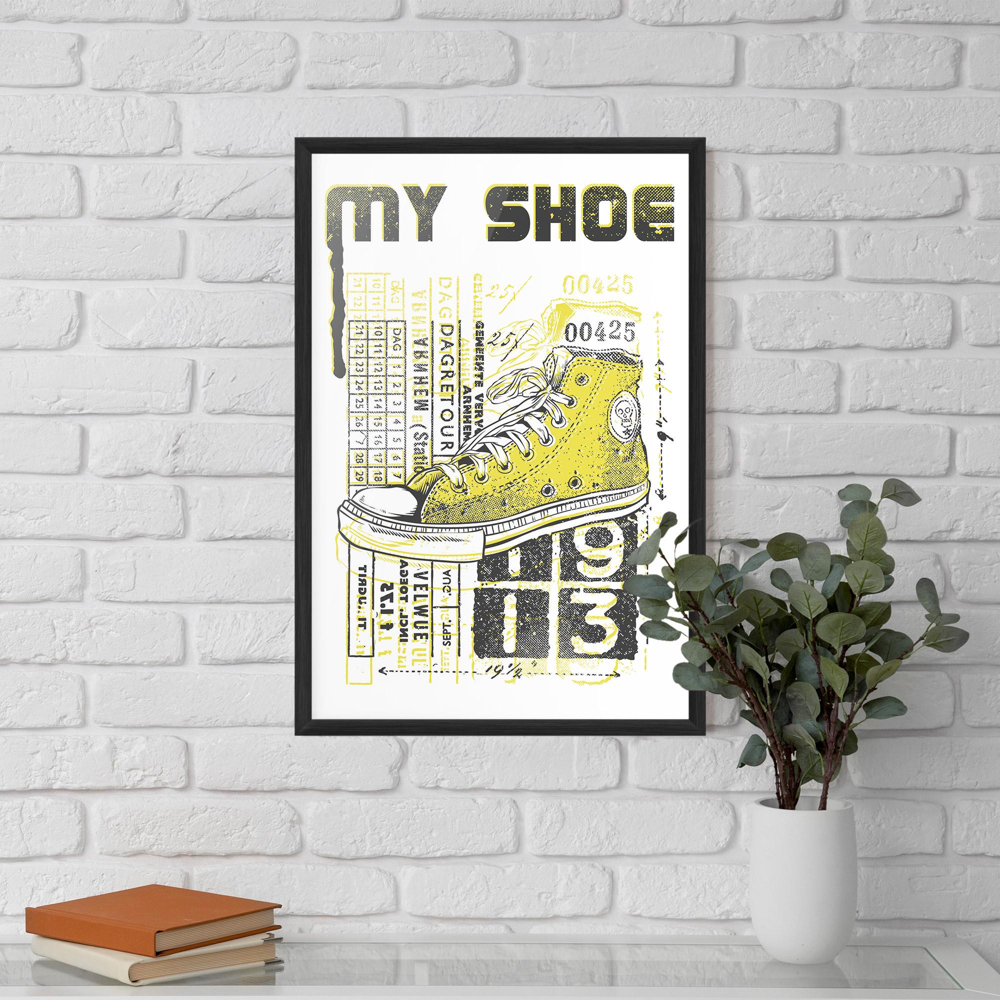 Gerahmte Poster My Shoe Yellow mockup 5