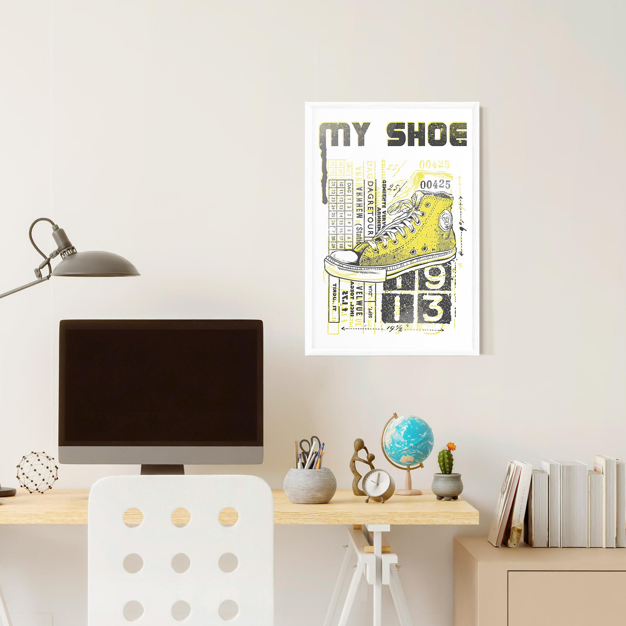 Gerahmte Poster My Shoe Yellow mockup 6