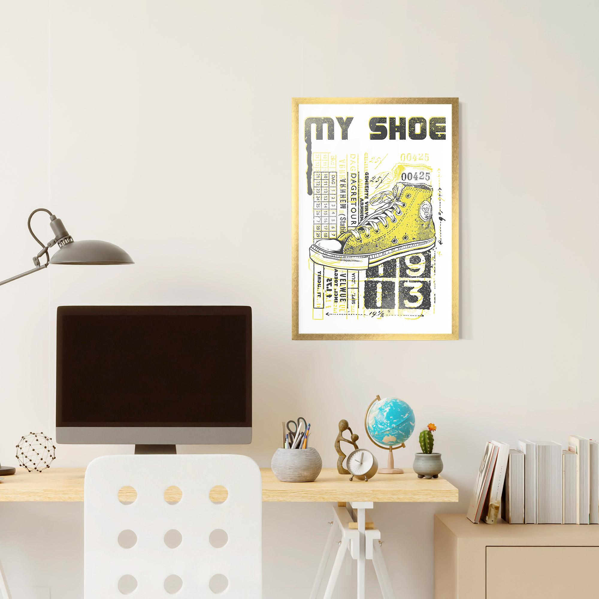 Gerahmte Poster My Shoe Yellow mockup 6