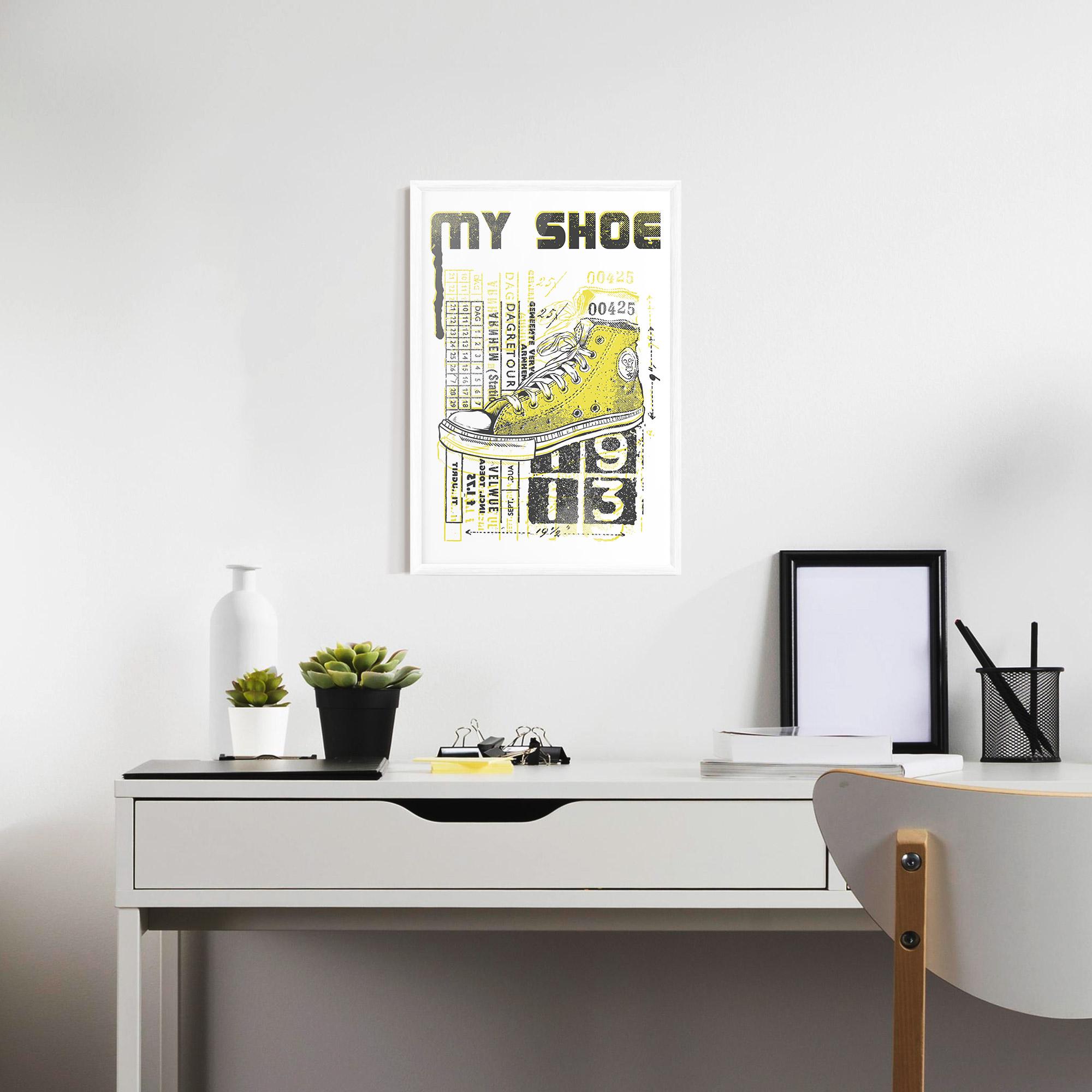 Gerahmte Poster My Shoe Yellow mockup 7