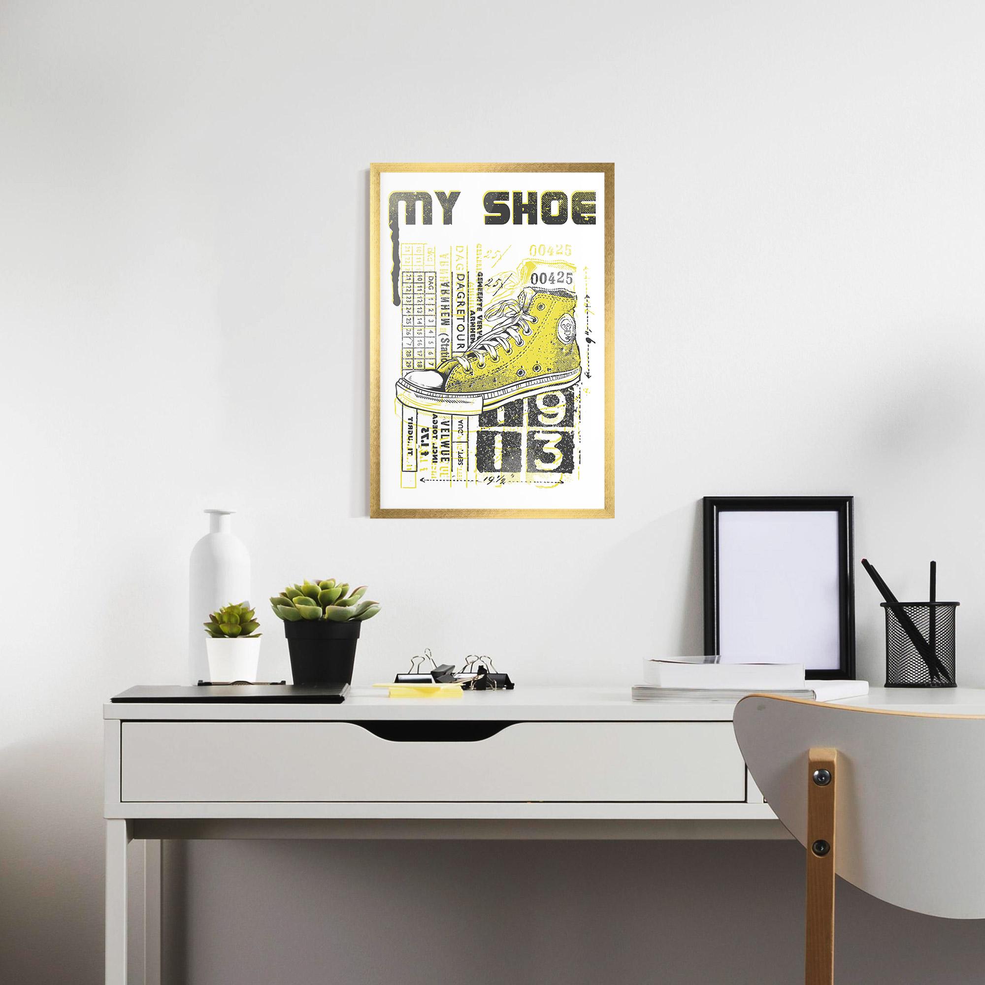 Gerahmte Poster My Shoe Yellow mockup 7