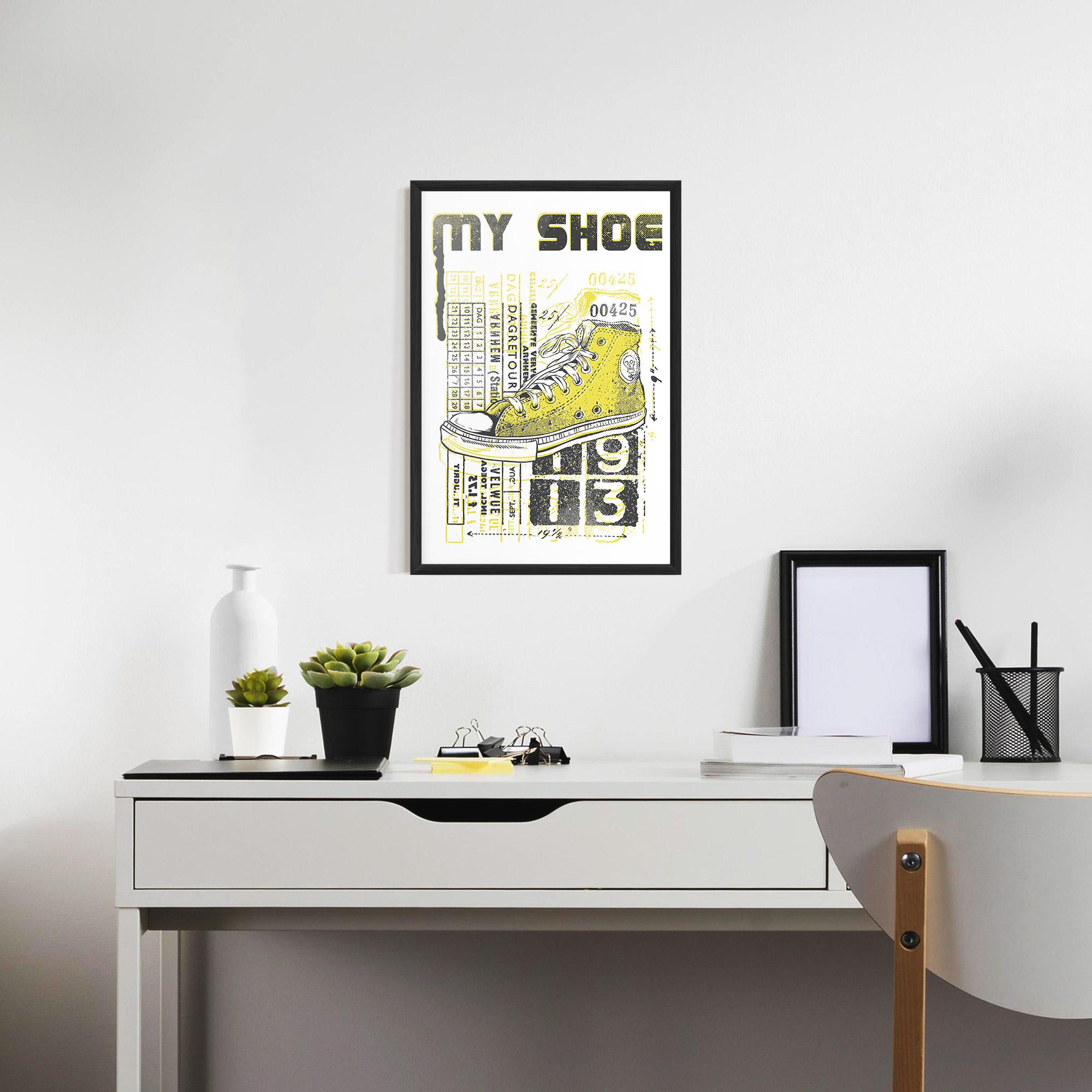 Gerahmte Poster My Shoe Yellow mockup 7