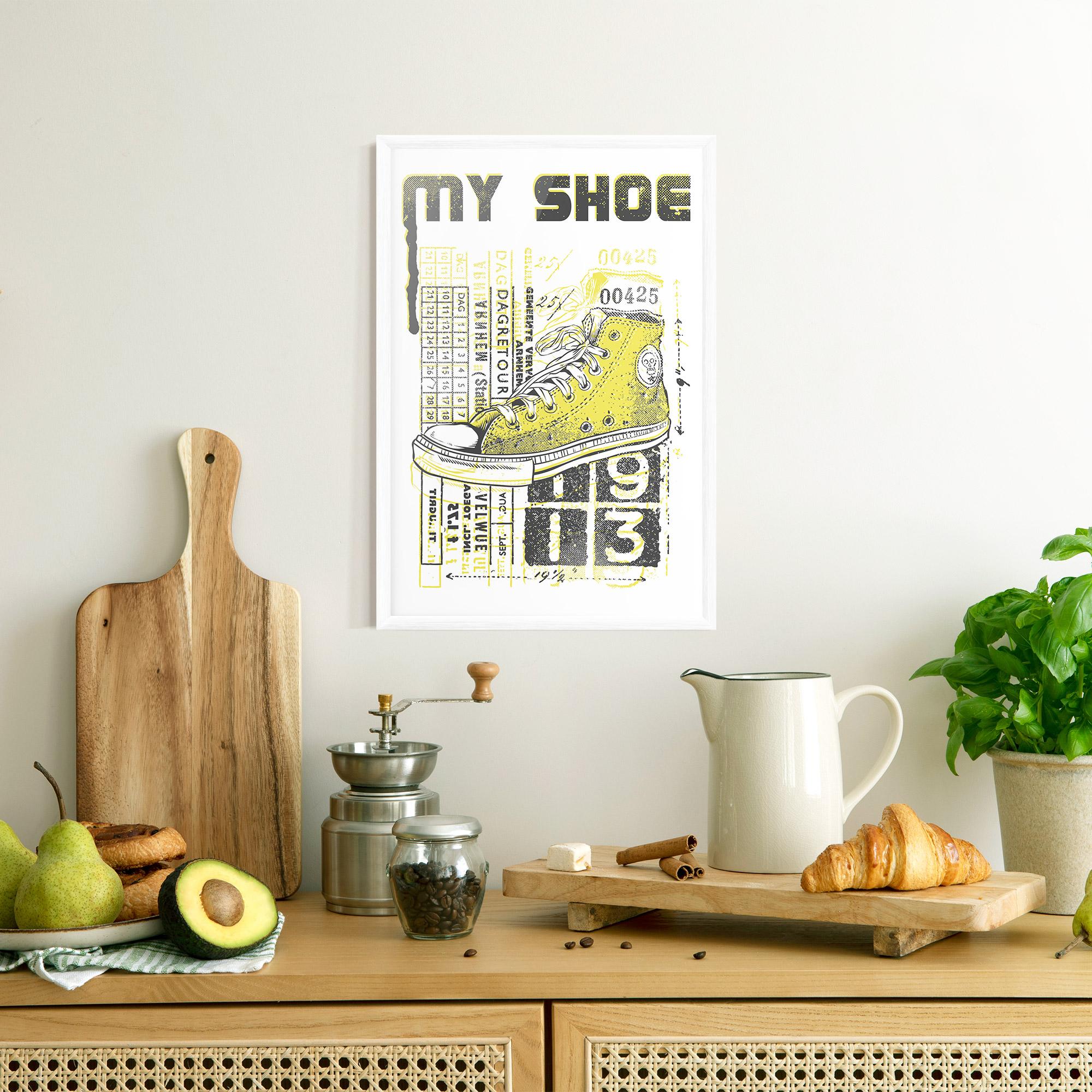 Gerahmte Poster My Shoe Yellow mockup 8