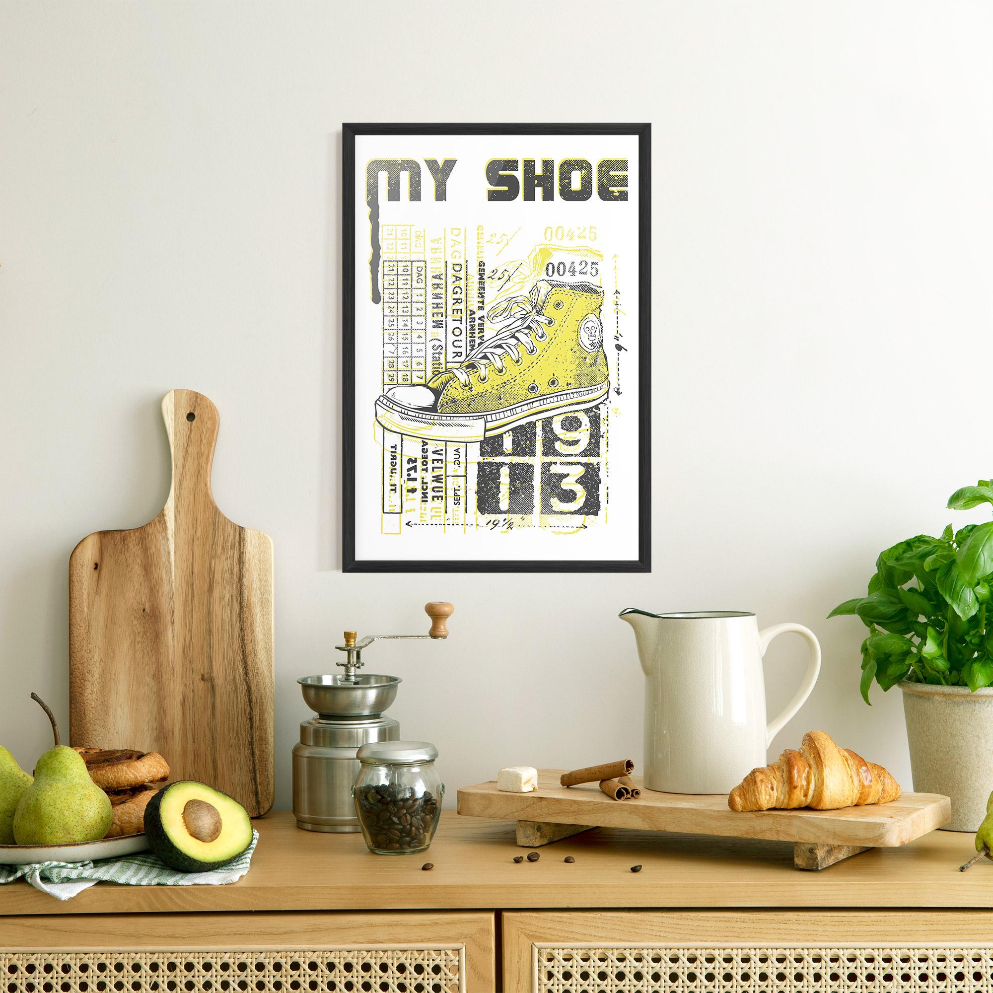 Gerahmte Poster My Shoe Yellow mockup 8