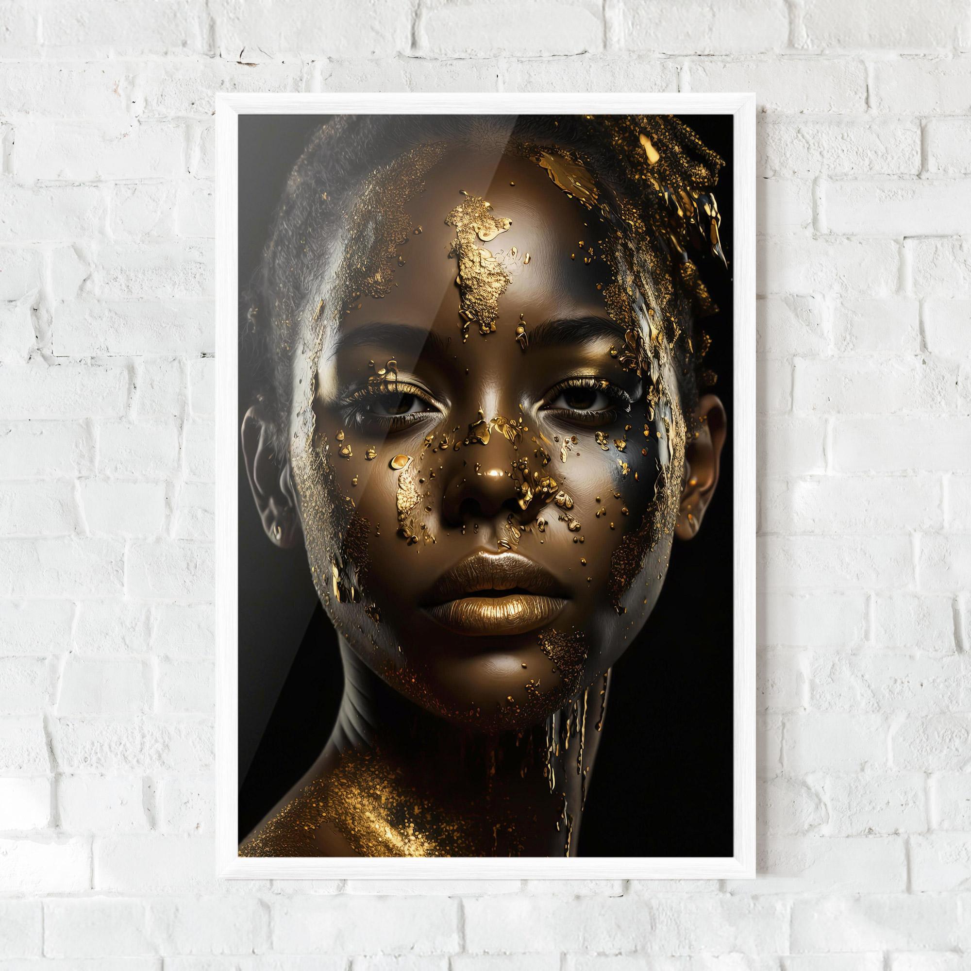 Gerahmte Poster Attractive Gold Woman mockup 0