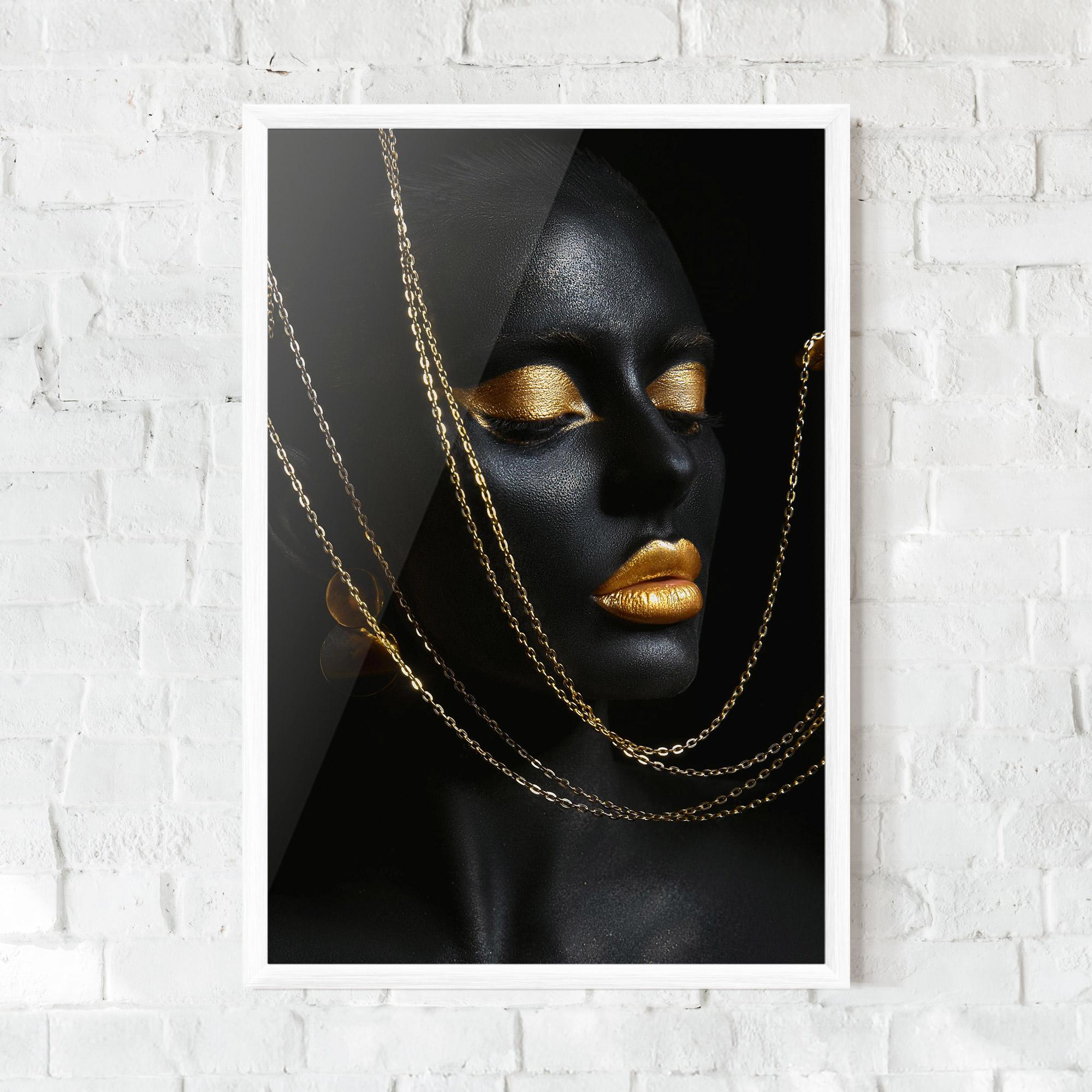 Gerahmte Poster Chain Gold Lips mockup 0