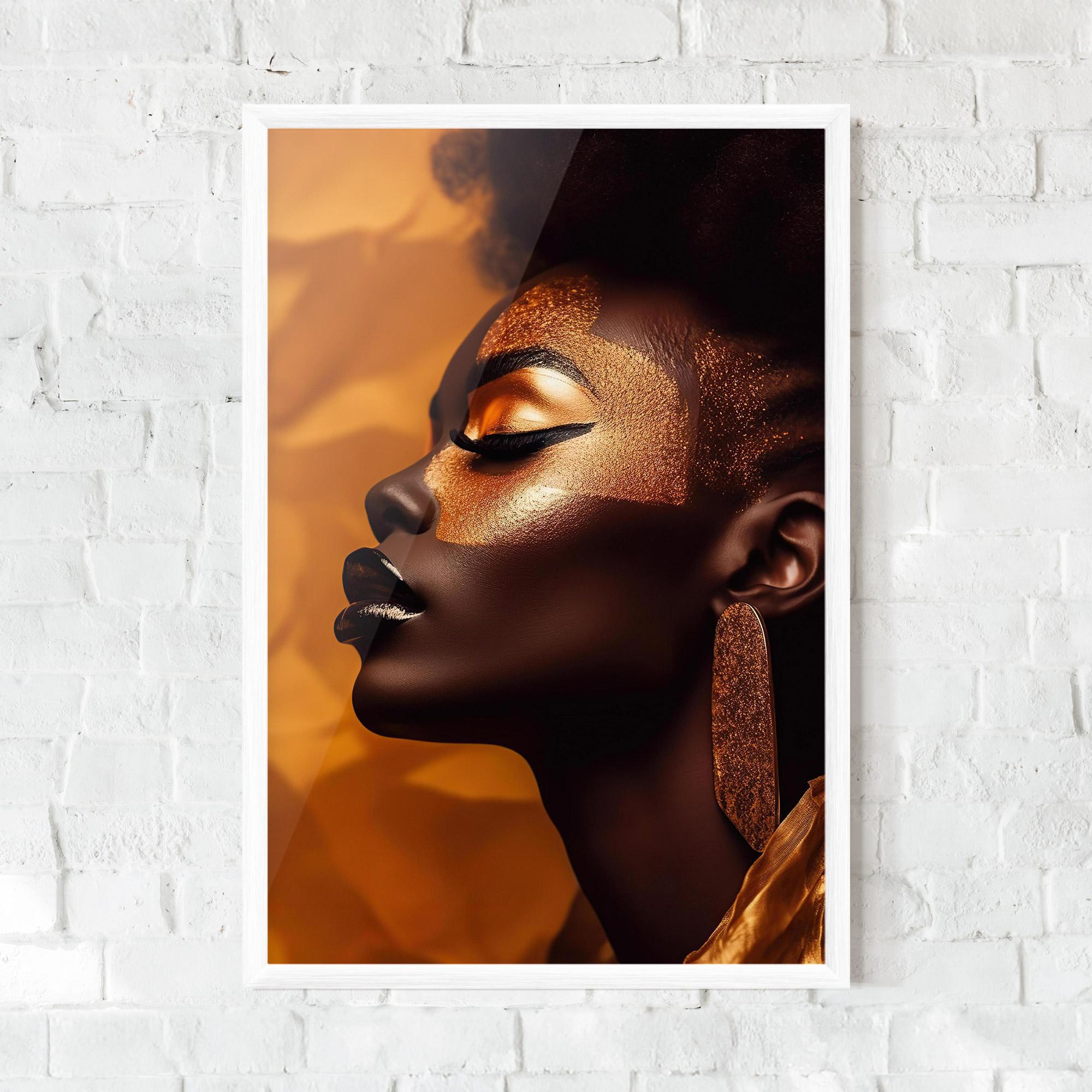 Gerahmte Poster Fashion Gold Portrait mockup 0
