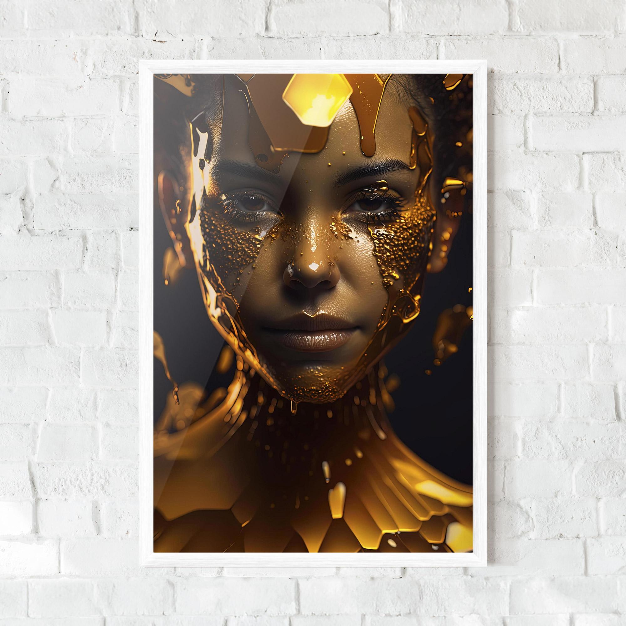 Gerahmte Poster Gold Honeycomb Girl mockup 0
