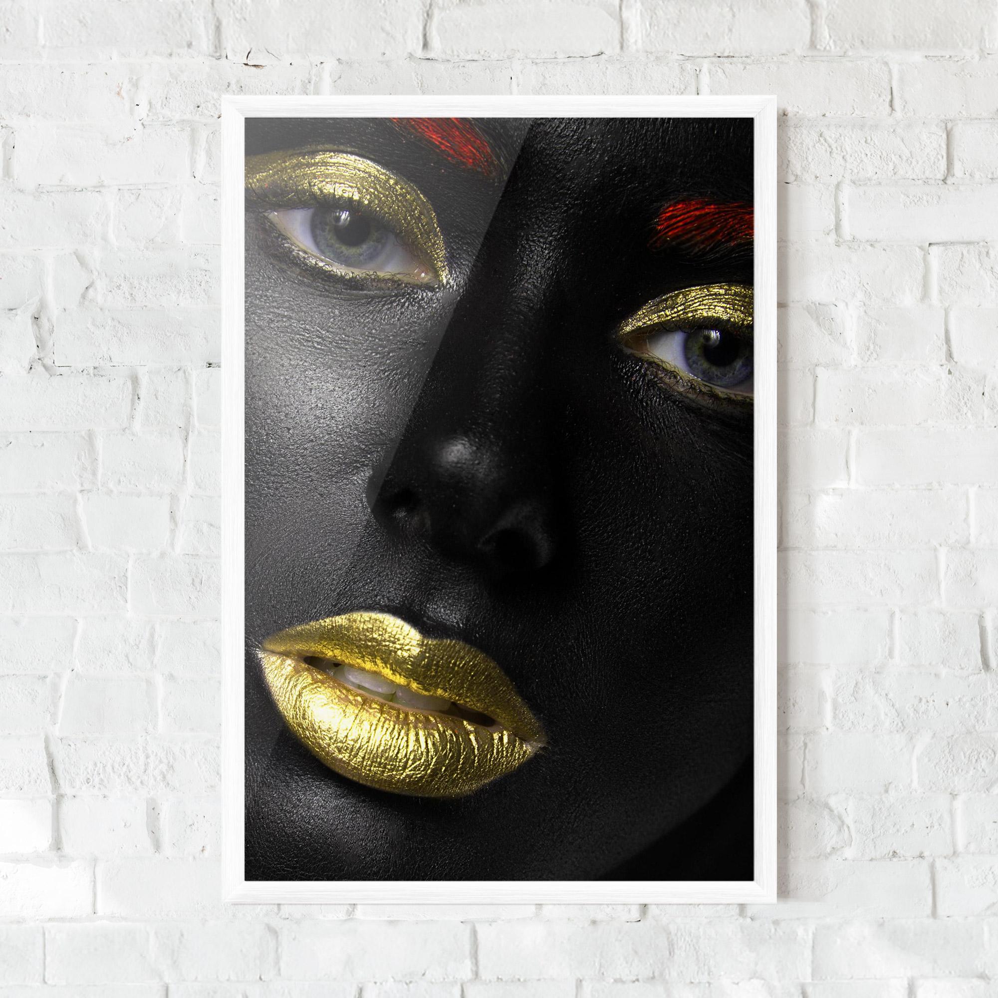Gerahmte Poster Gold Red Lips mockup 0