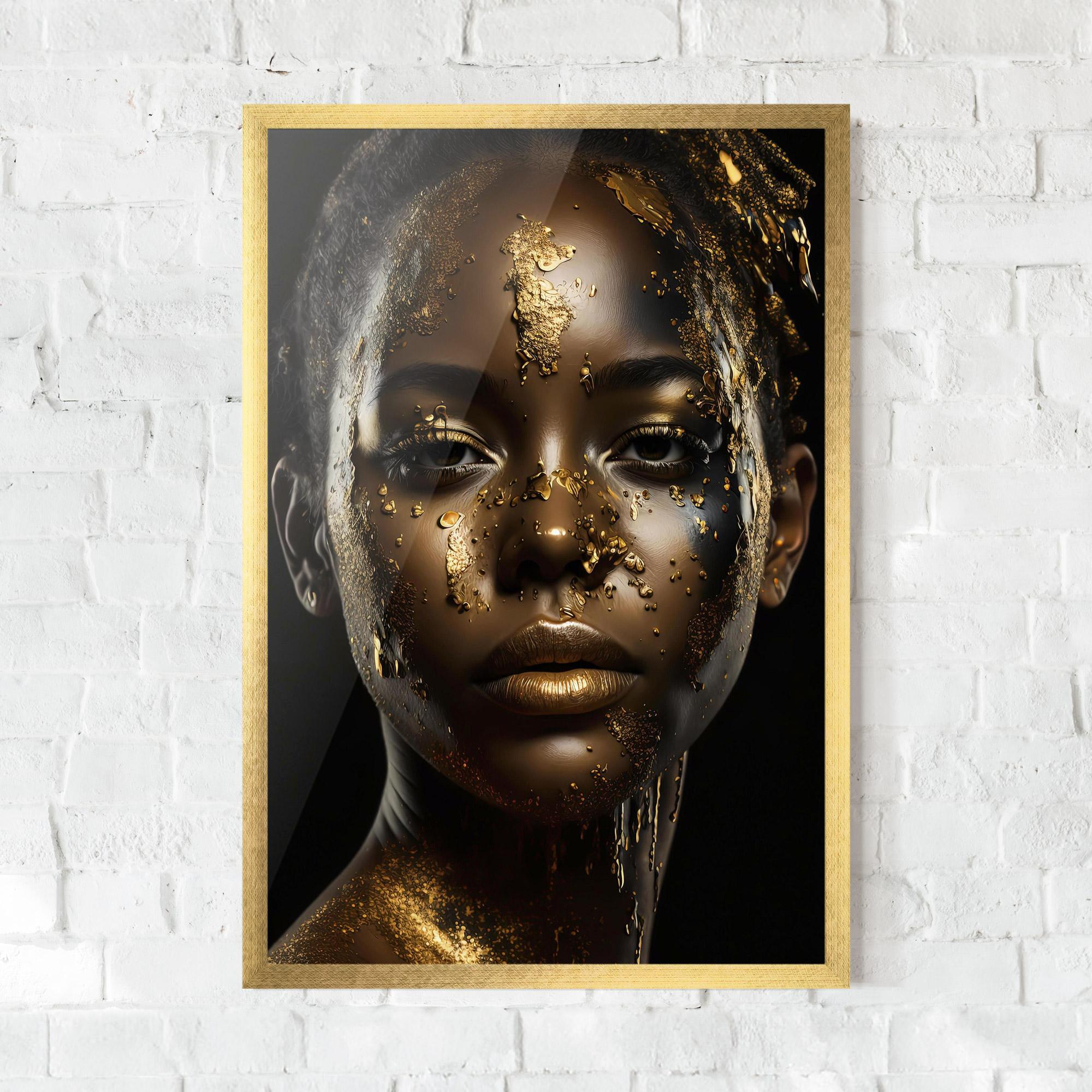 Gerahmte Poster Attractive Gold Woman mockup 0