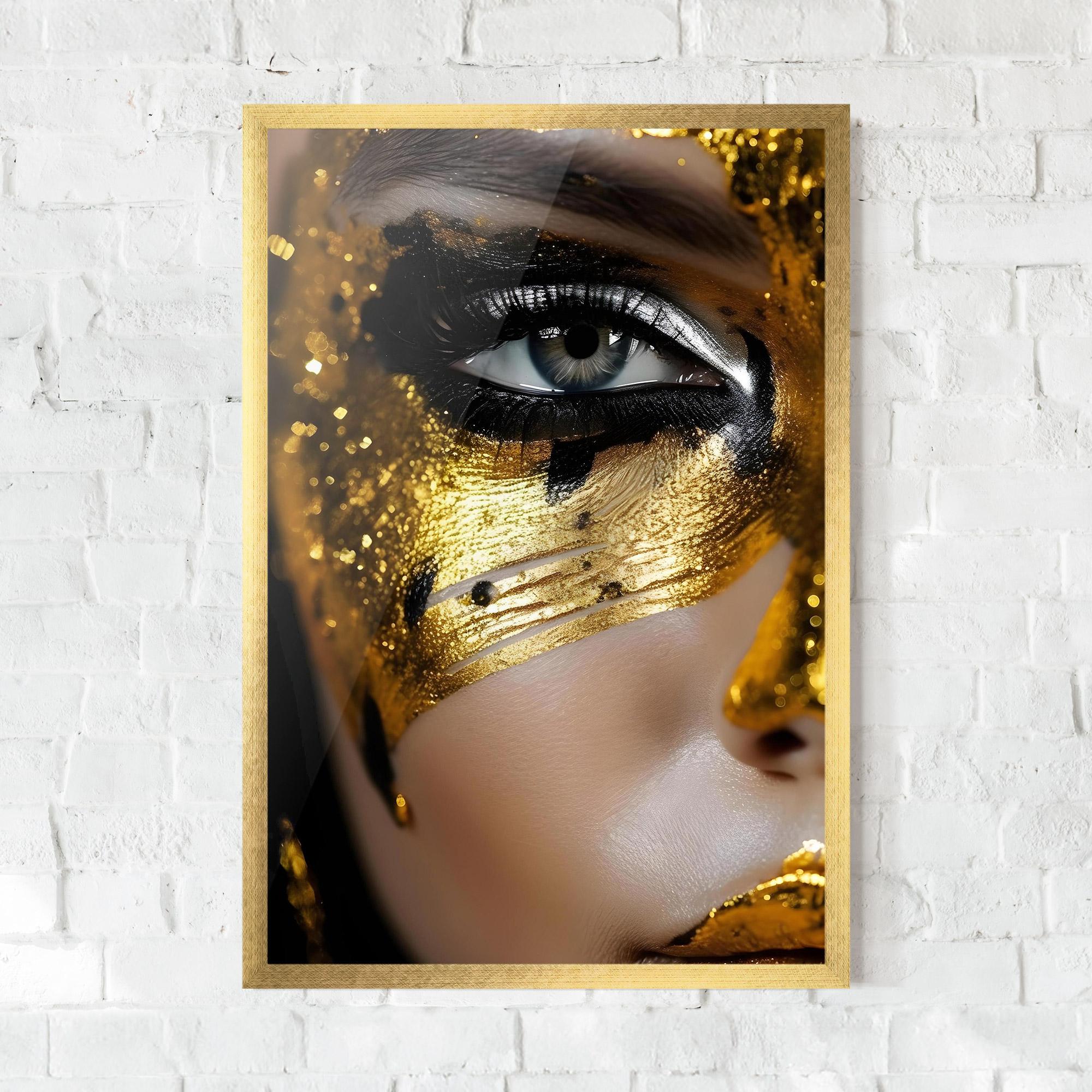 Gerahmte Poster Black Gold Eyeliner mockup 0