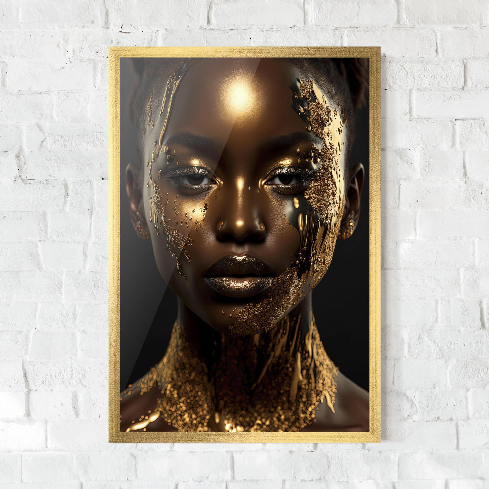 Gerahmte Poster Dripping Gold Woman mockup 0
