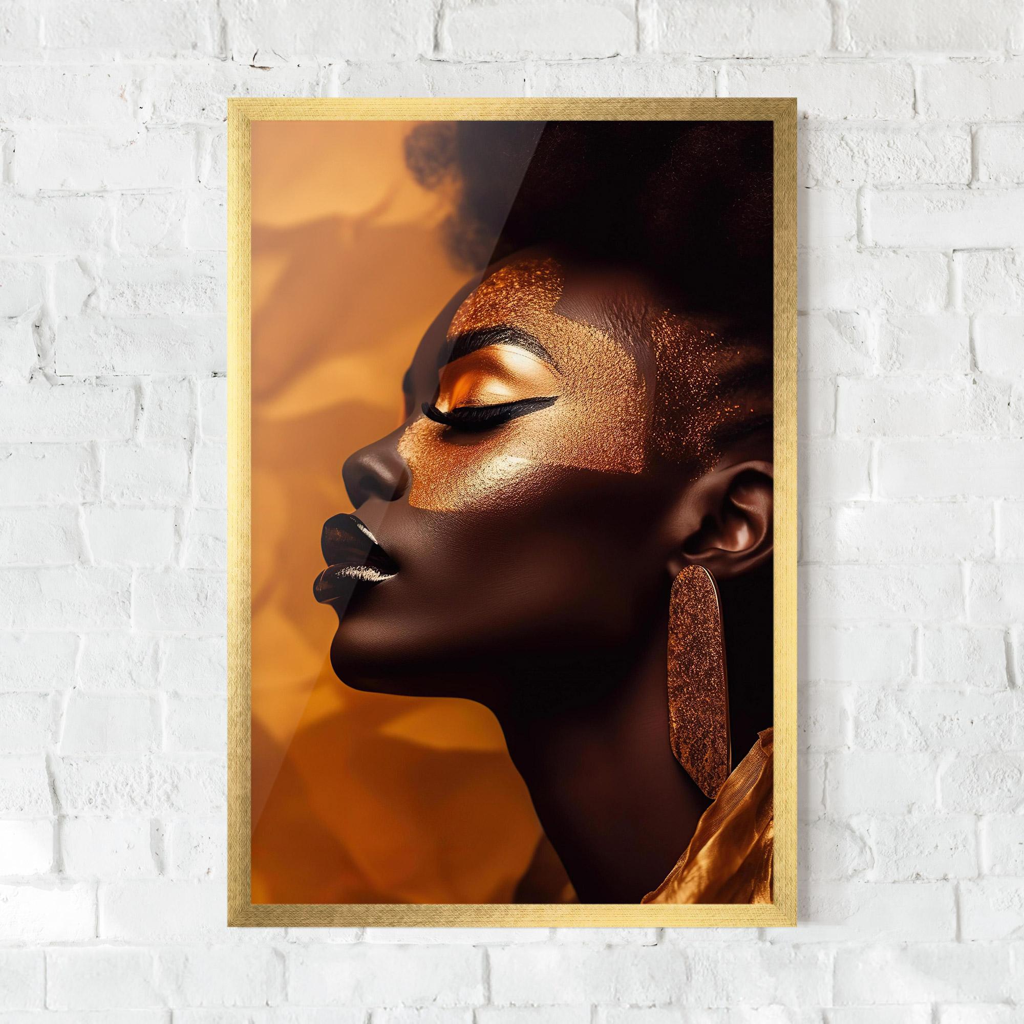 Gerahmte Poster Fashion Gold Portrait mockup 0
