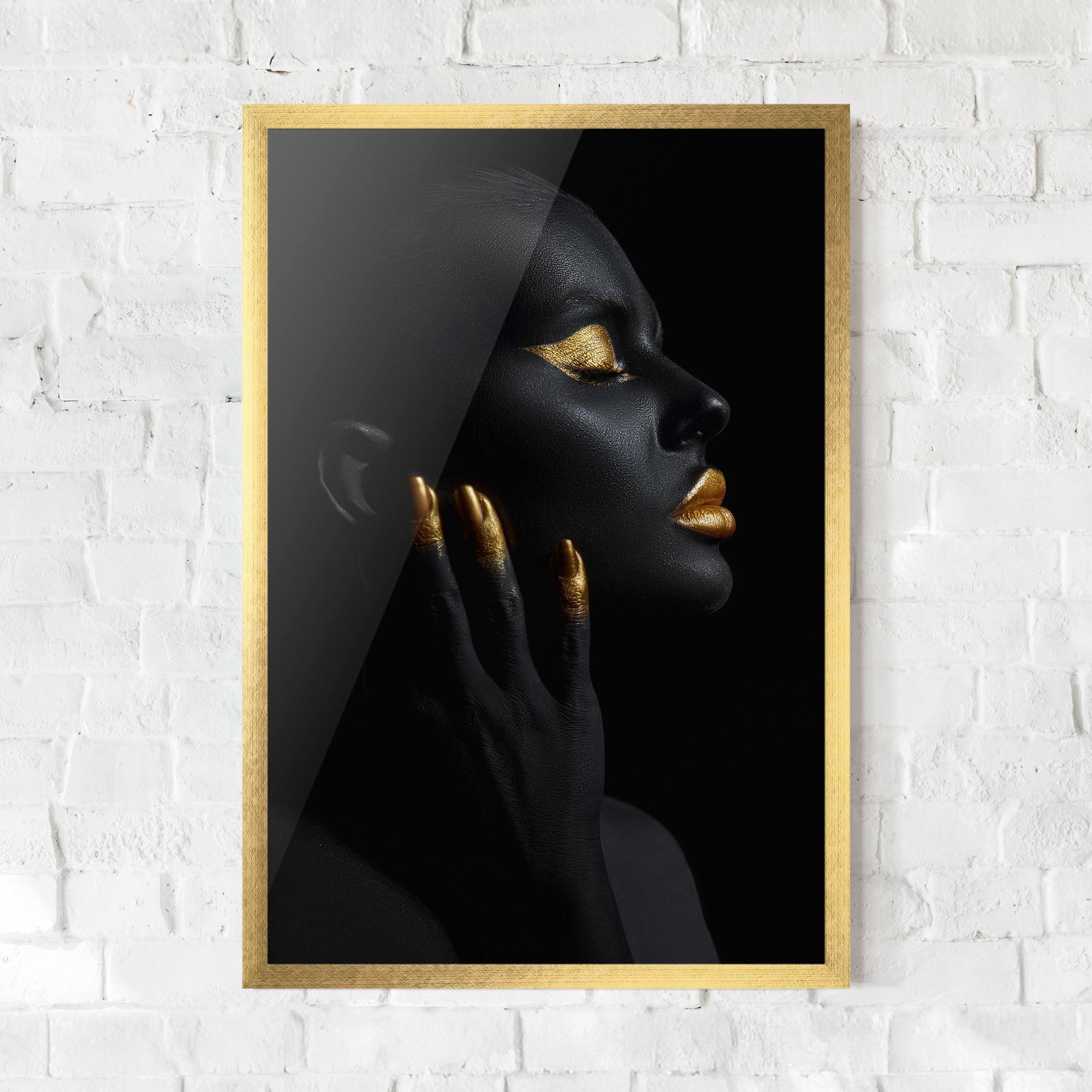 Gerahmte Poster Gold Black Paint mockup 0