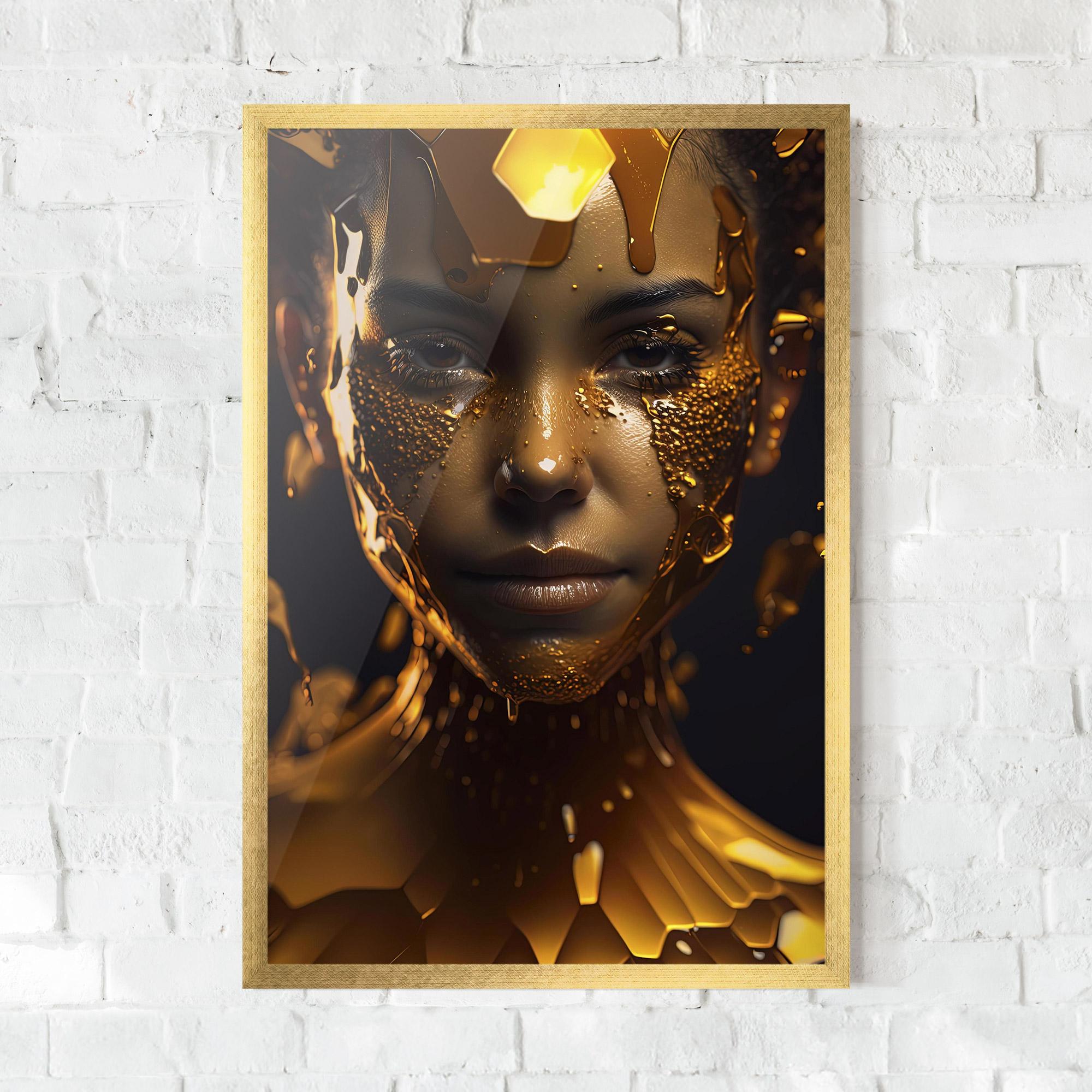 Gerahmte Poster Gold Honeycomb Girl mockup 0