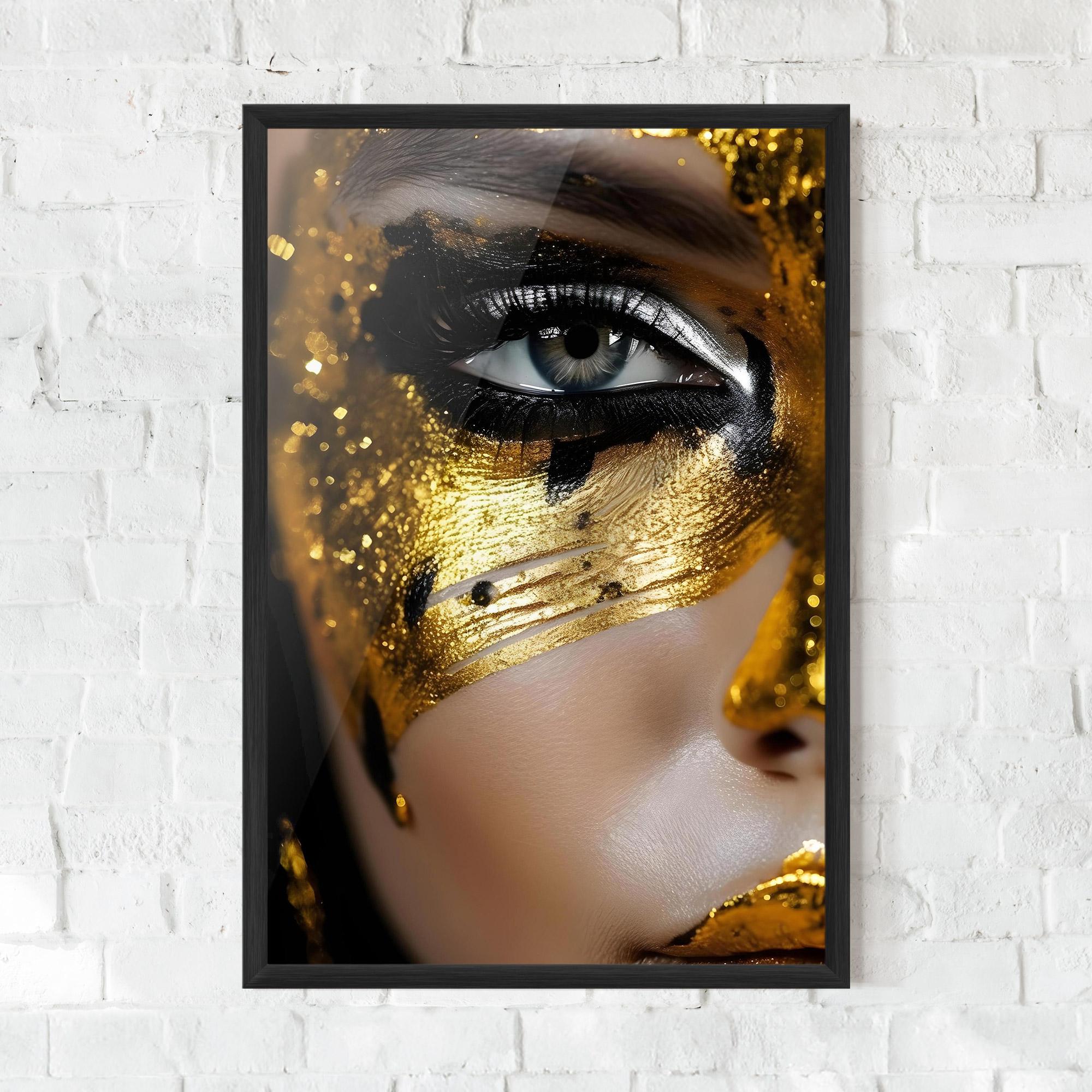 Gerahmte Poster Black Gold Eyeliner mockup 0
