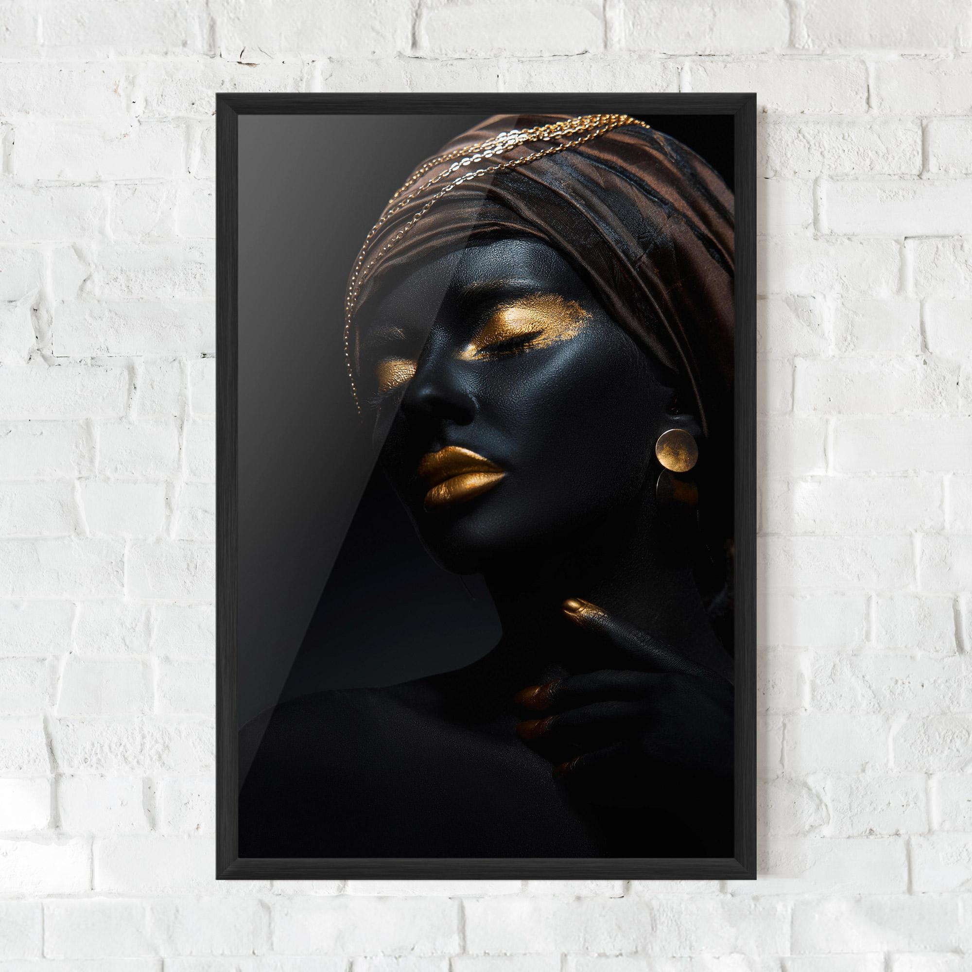 Gerahmte Poster Black Gold Skin mockup 0