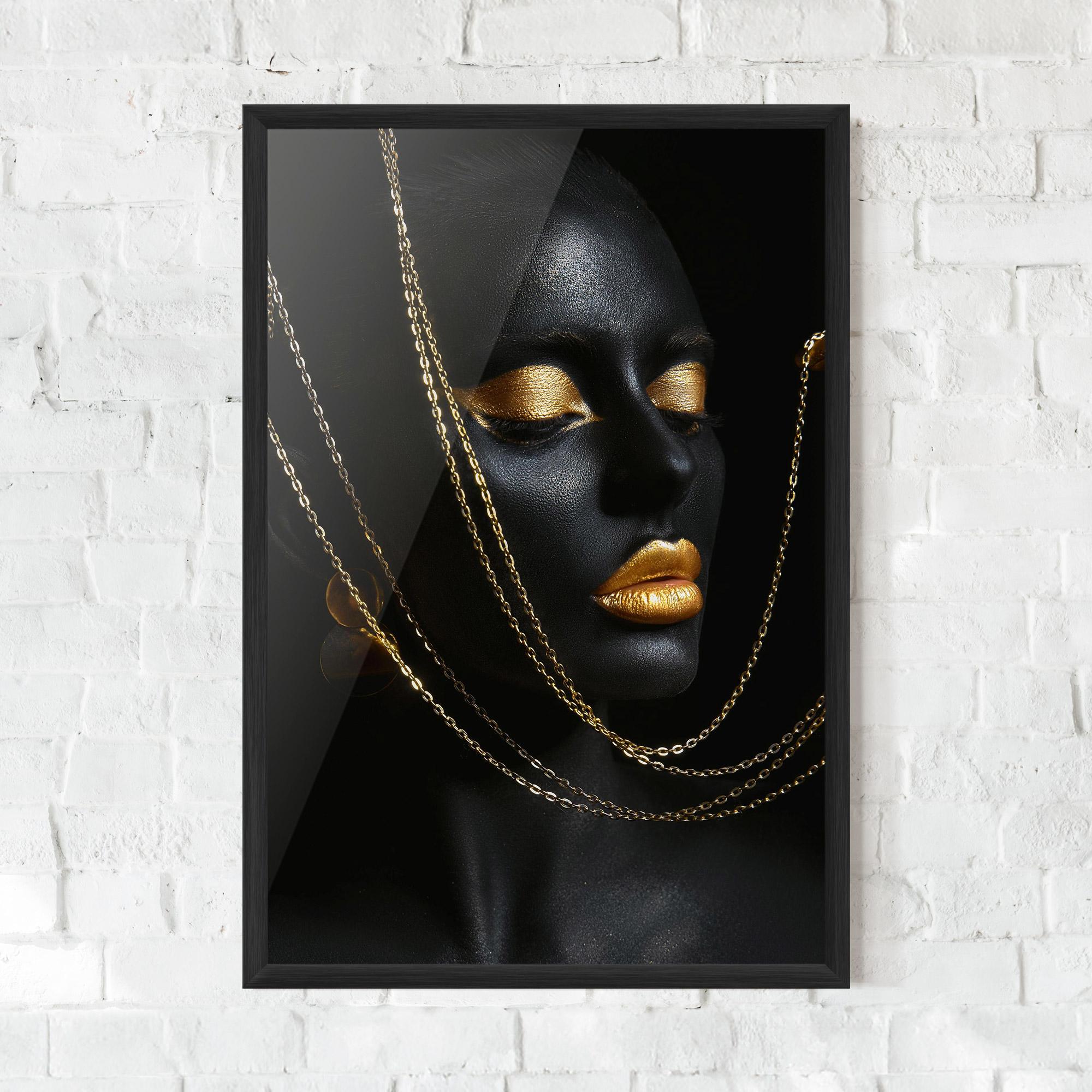 Gerahmte Poster Chain Gold Lips mockup 0