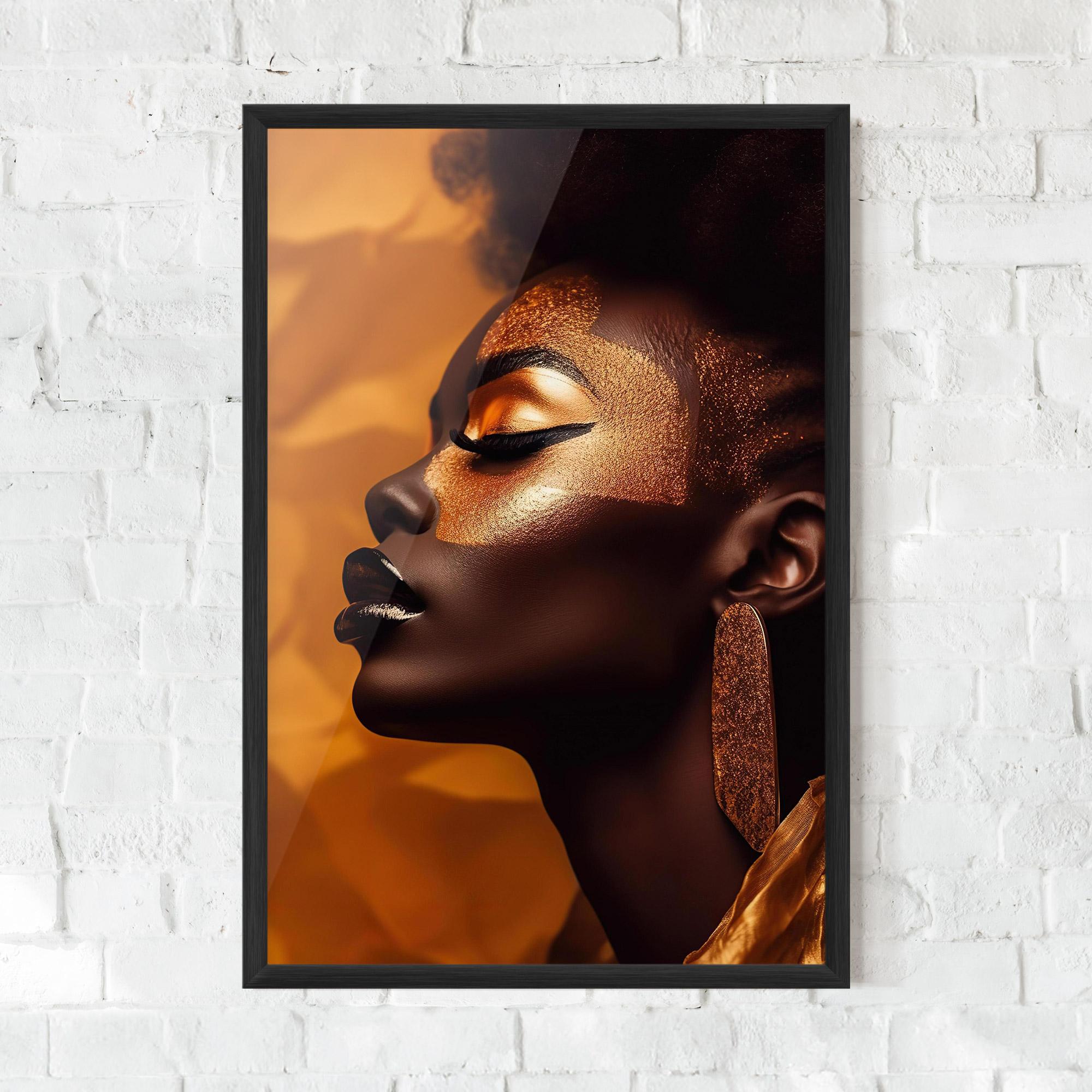 Gerahmte Poster Fashion Gold Portrait mockup 0