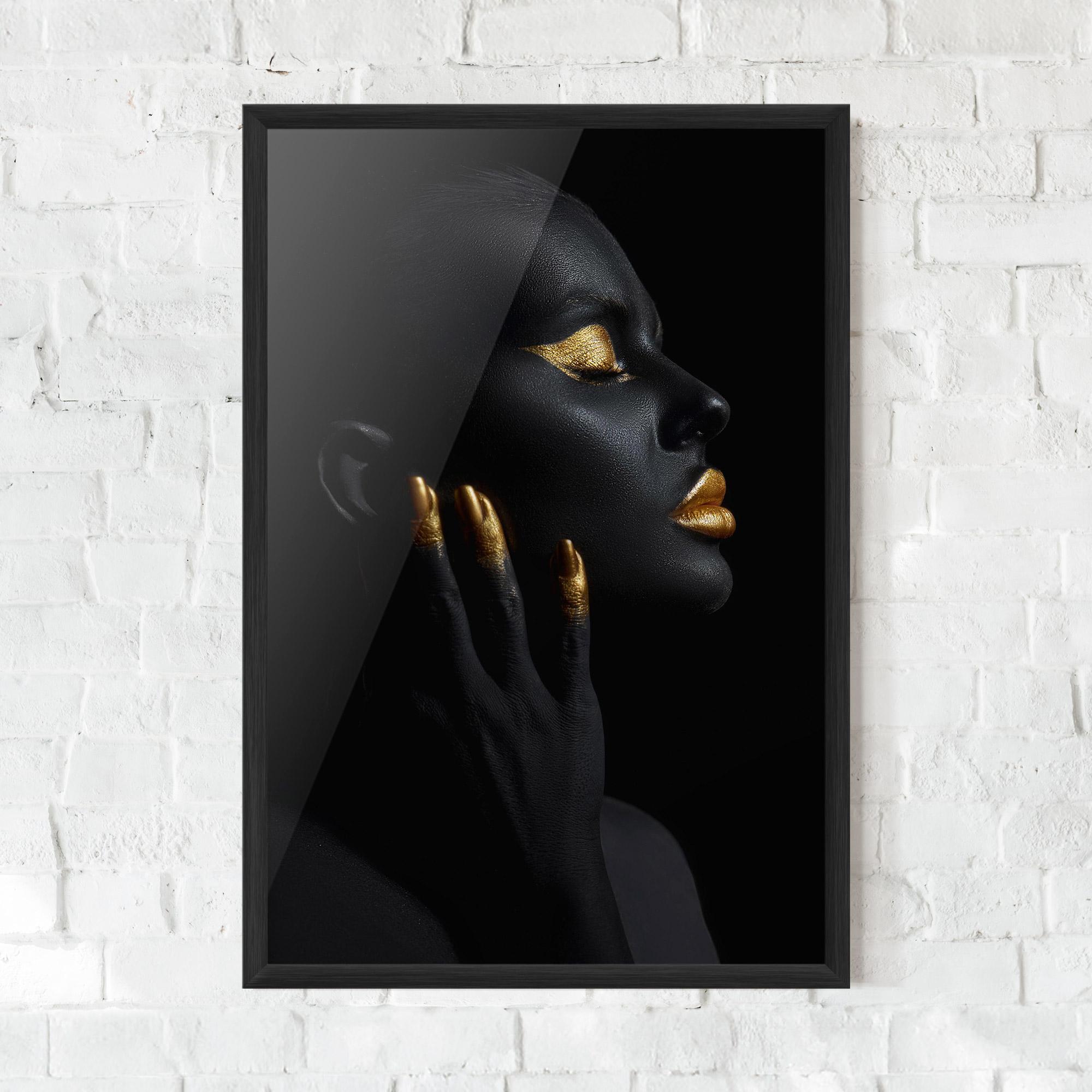 Gerahmte Poster Gold Black Paint mockup 0