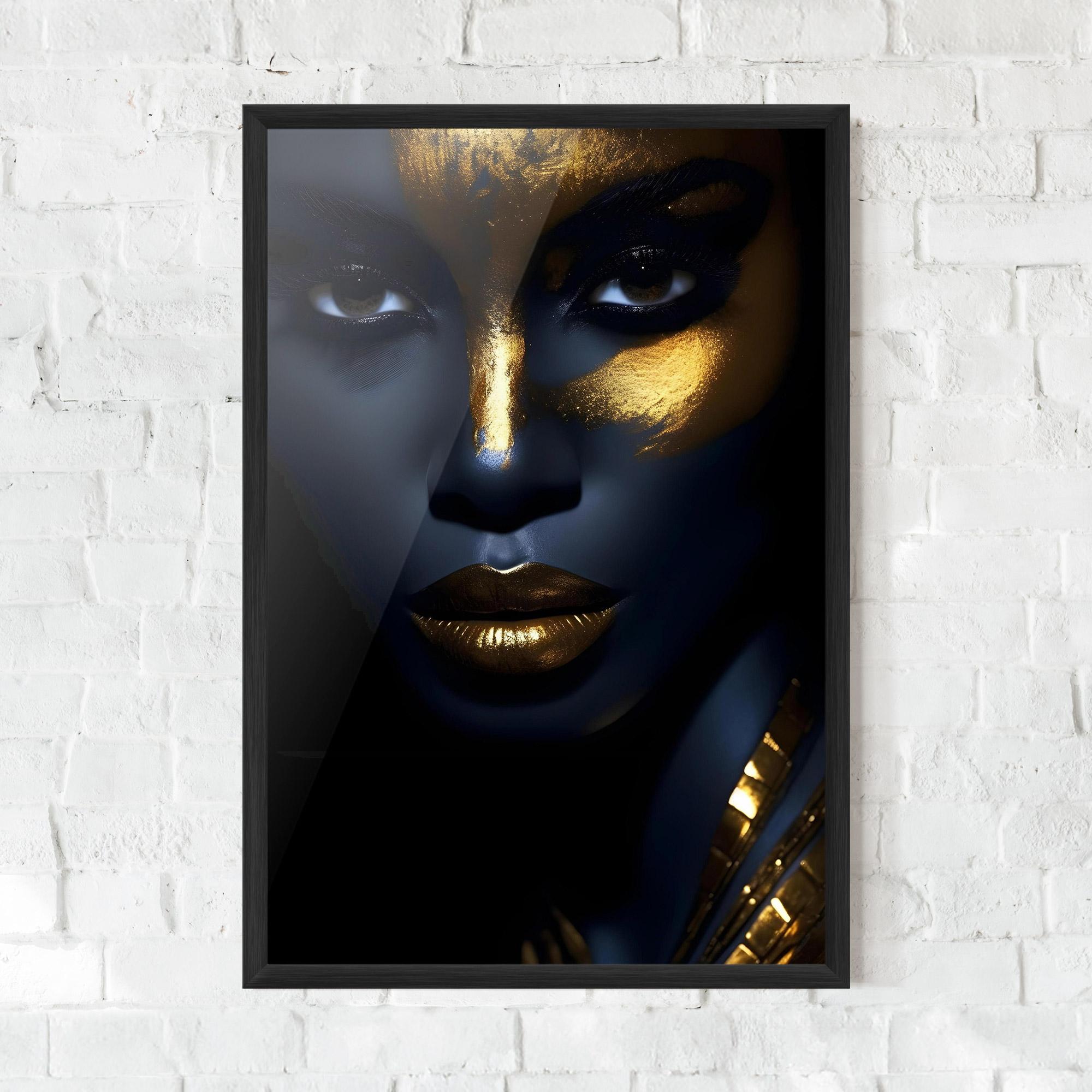 Gerahmte Poster Gold Blue Face mockup 0