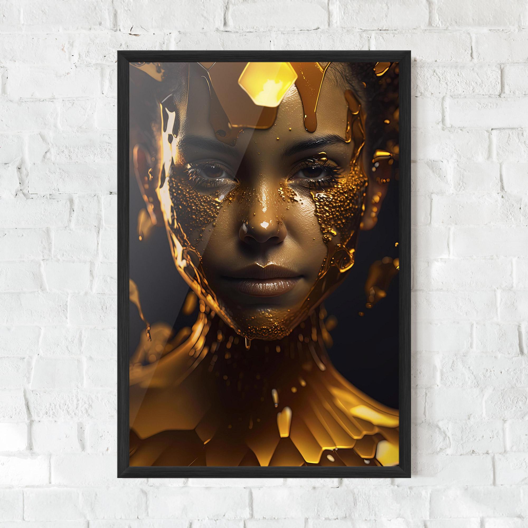Gerahmte Poster Gold Honeycomb Girl mockup 0