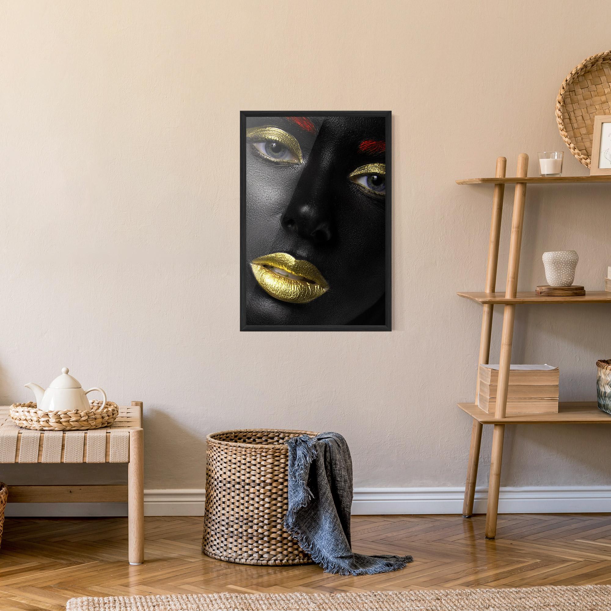 Gerahmte Poster Gold Red Lips mockup 9