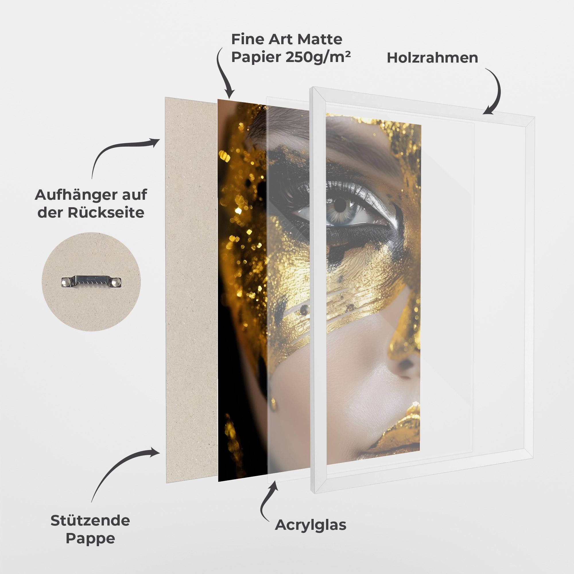 Gerahmte Poster Black Gold Eyeliner mockup 1