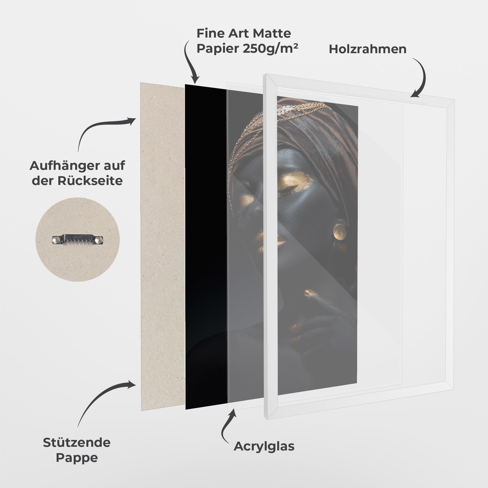 Gerahmte Poster Black Gold Skin mockup 1