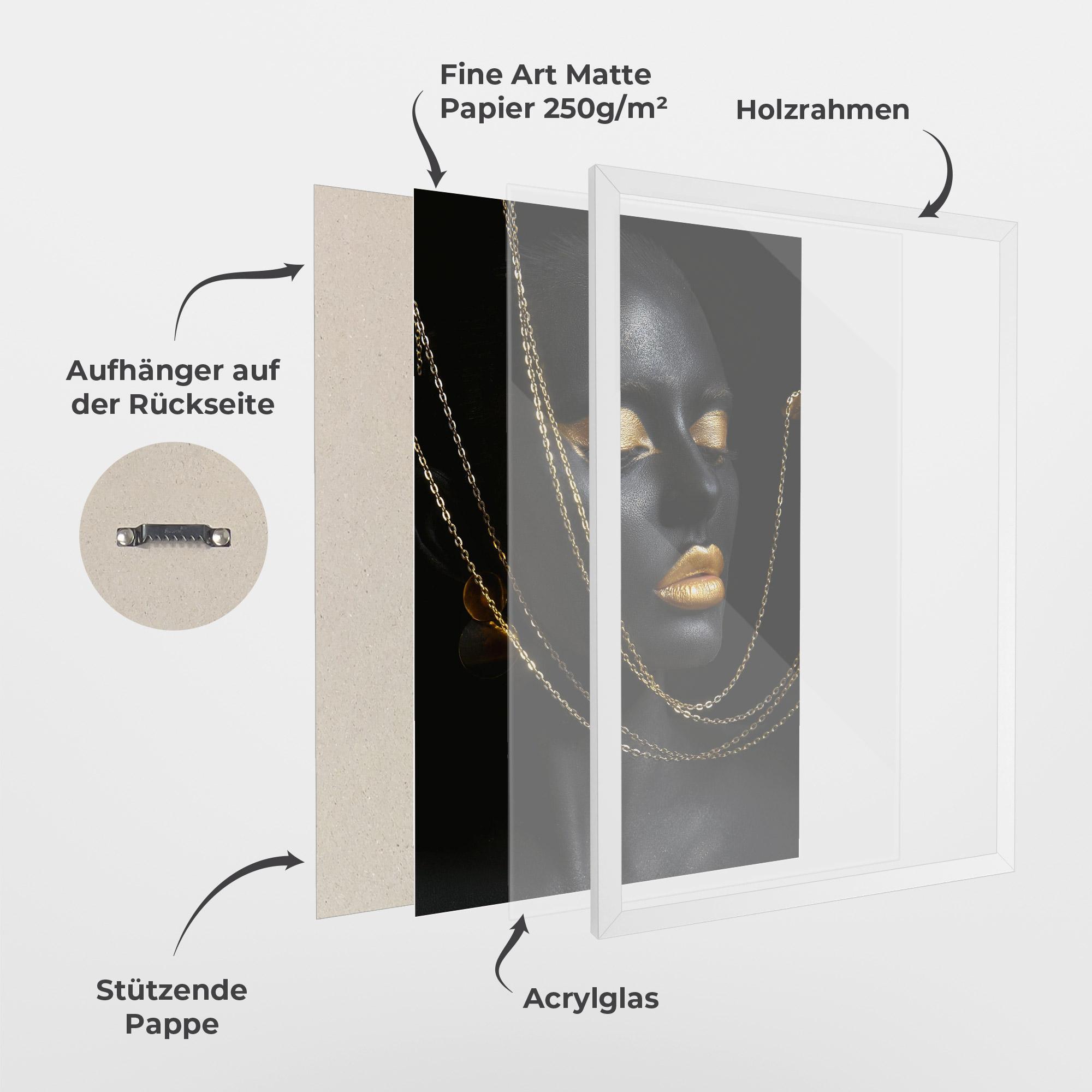 Gerahmte Poster Chain Gold Lips mockup 1