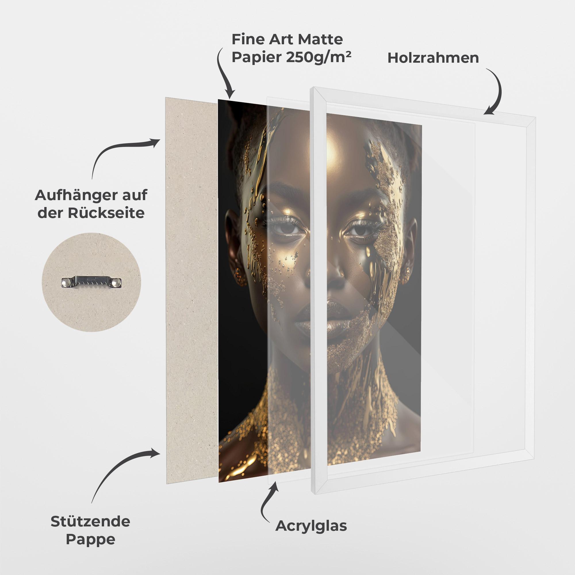 Gerahmte Poster Dripping Gold Woman mockup 1