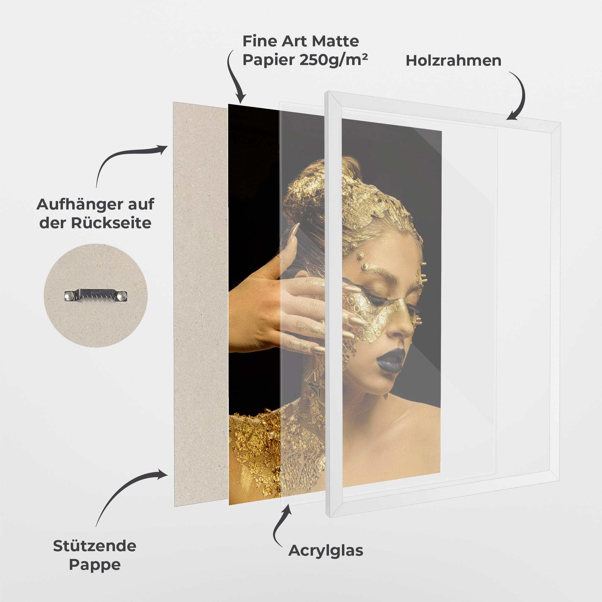 Gerahmte Poster Festive Golden Makeup mockup 1