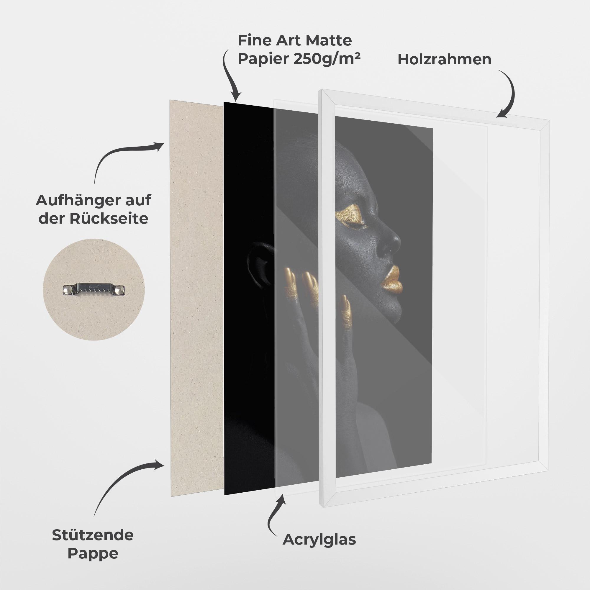 Gerahmte Poster Gold Black Paint mockup 1
