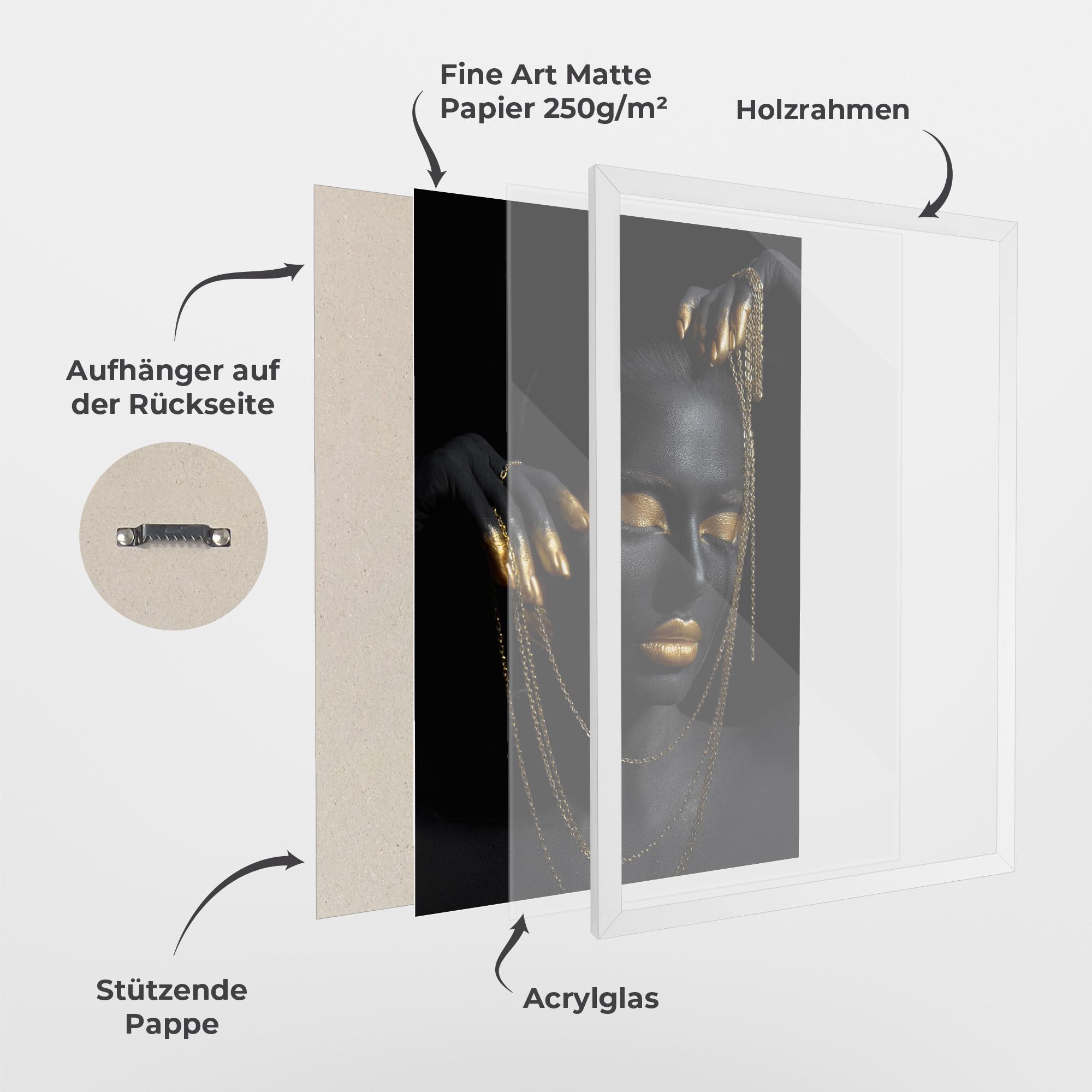 Gerahmte Poster Gold Black Skin mockup 1