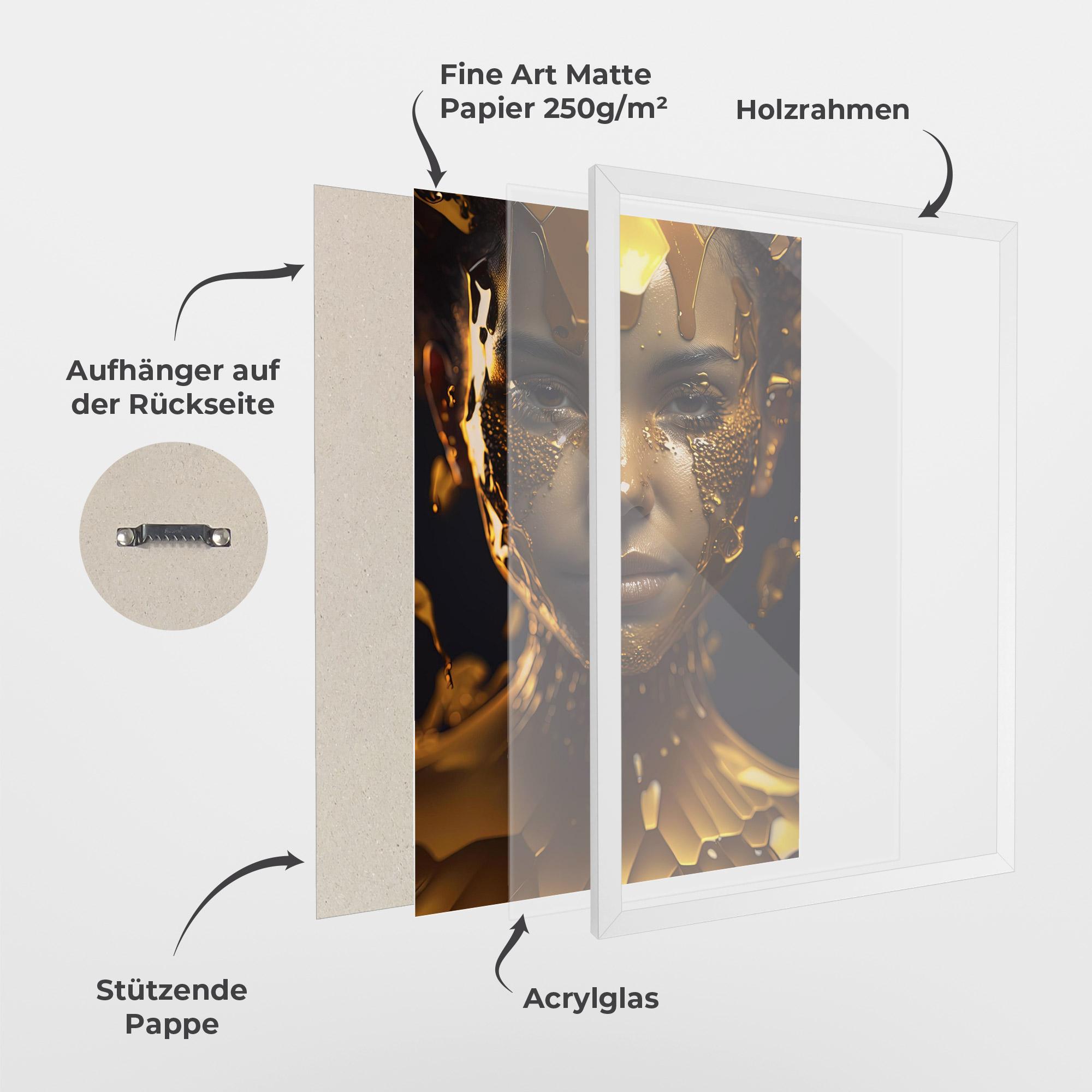 Gerahmte Poster Gold Honeycomb Girl mockup 1