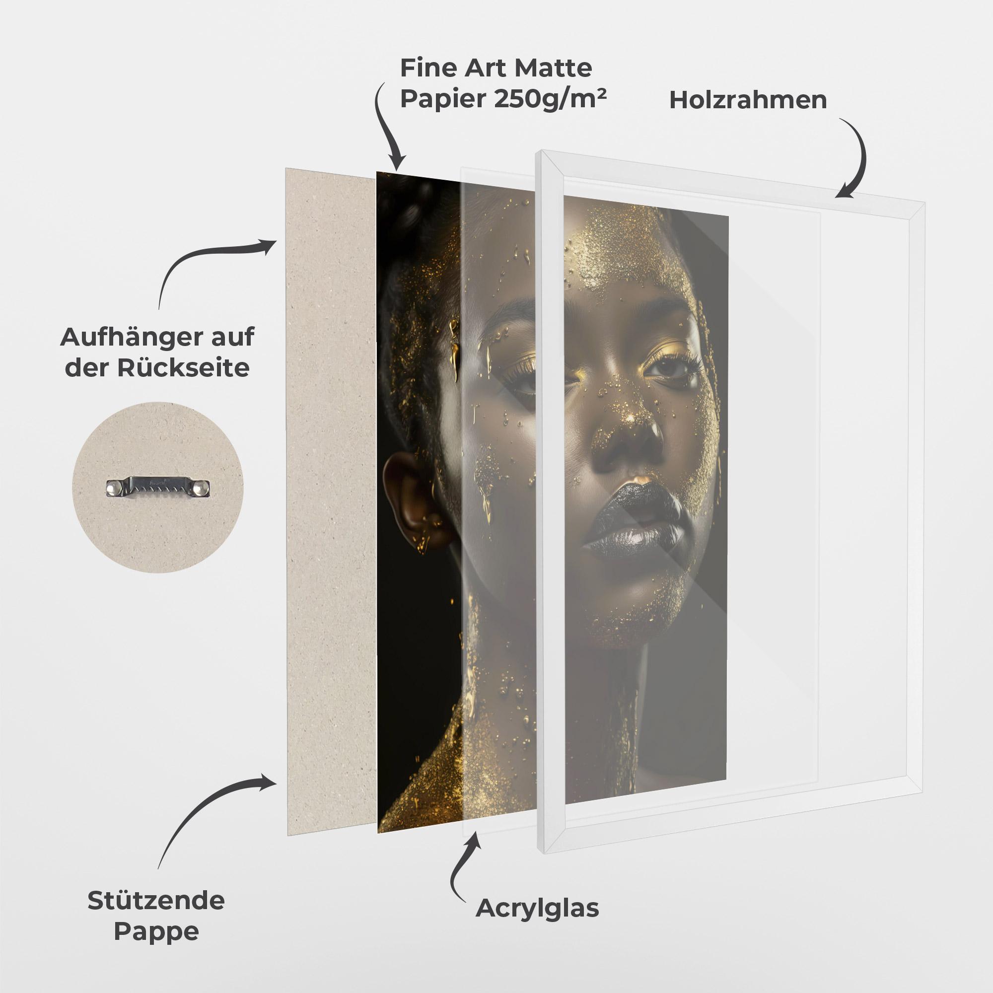 Gerahmte Poster Gold Sparkling Woman mockup 1