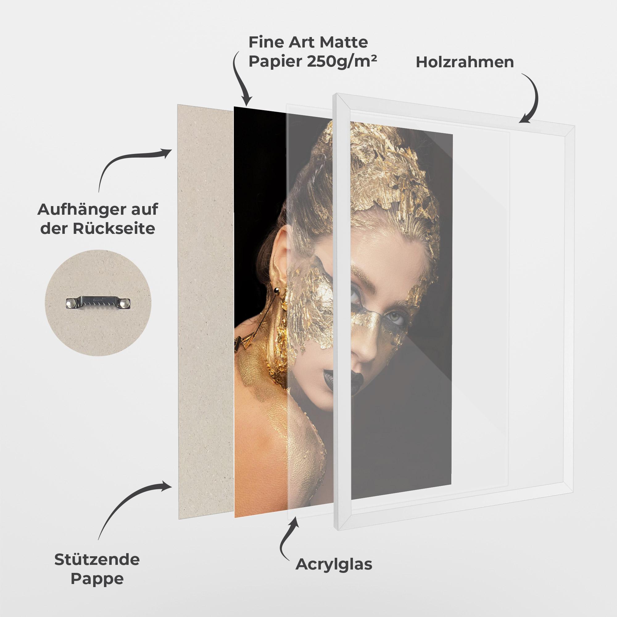 Gerahmte Poster Golden Foil Face mockup 1