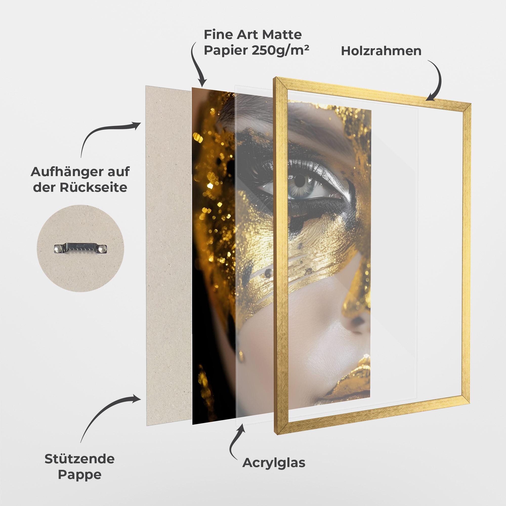 Gerahmte Poster Black Gold Eyeliner mockup 1