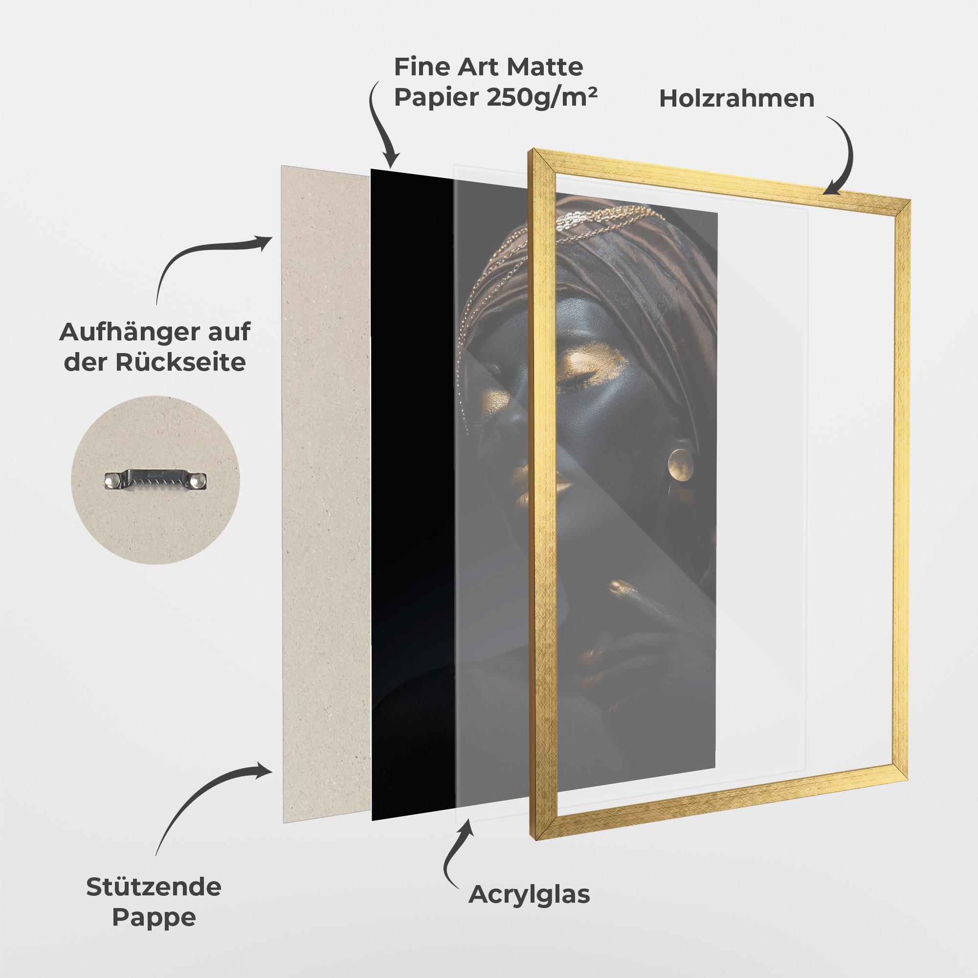 Gerahmte Poster Black Gold Skin mockup 1