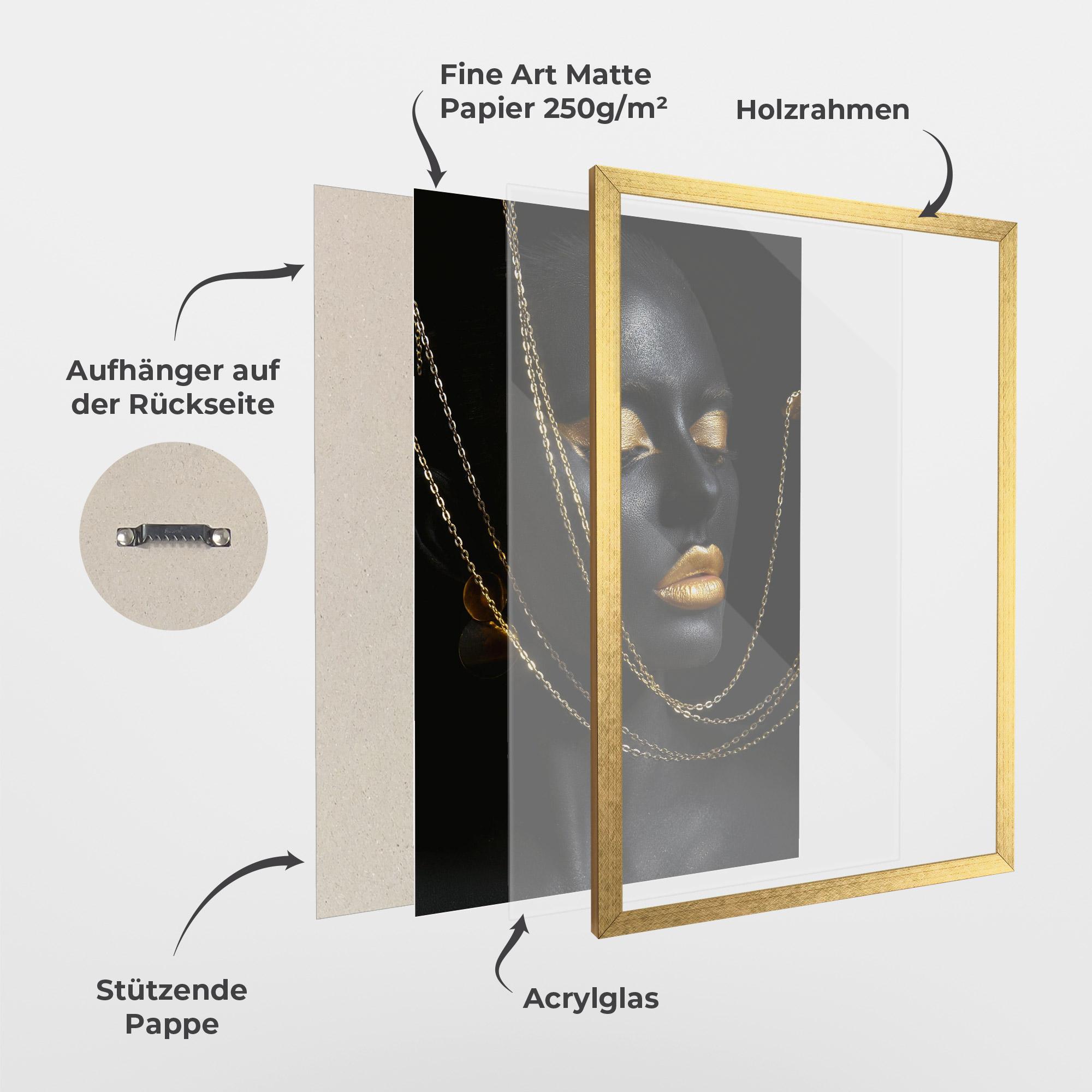 Gerahmte Poster Chain Gold Lips mockup 1