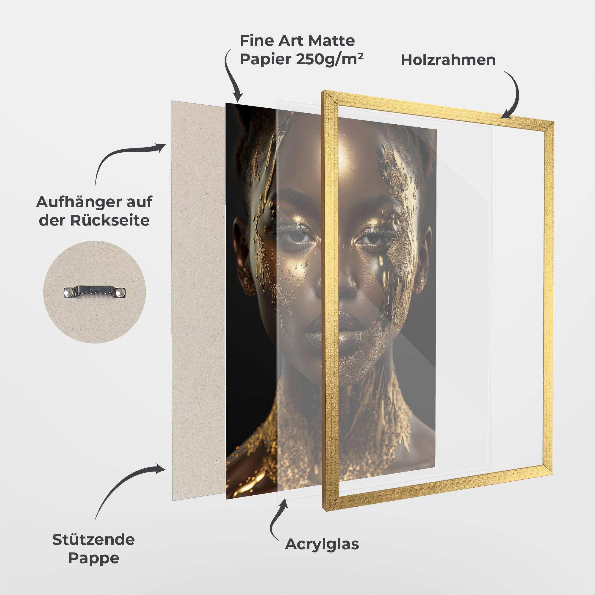 Gerahmte Poster Dripping Gold Woman mockup 1
