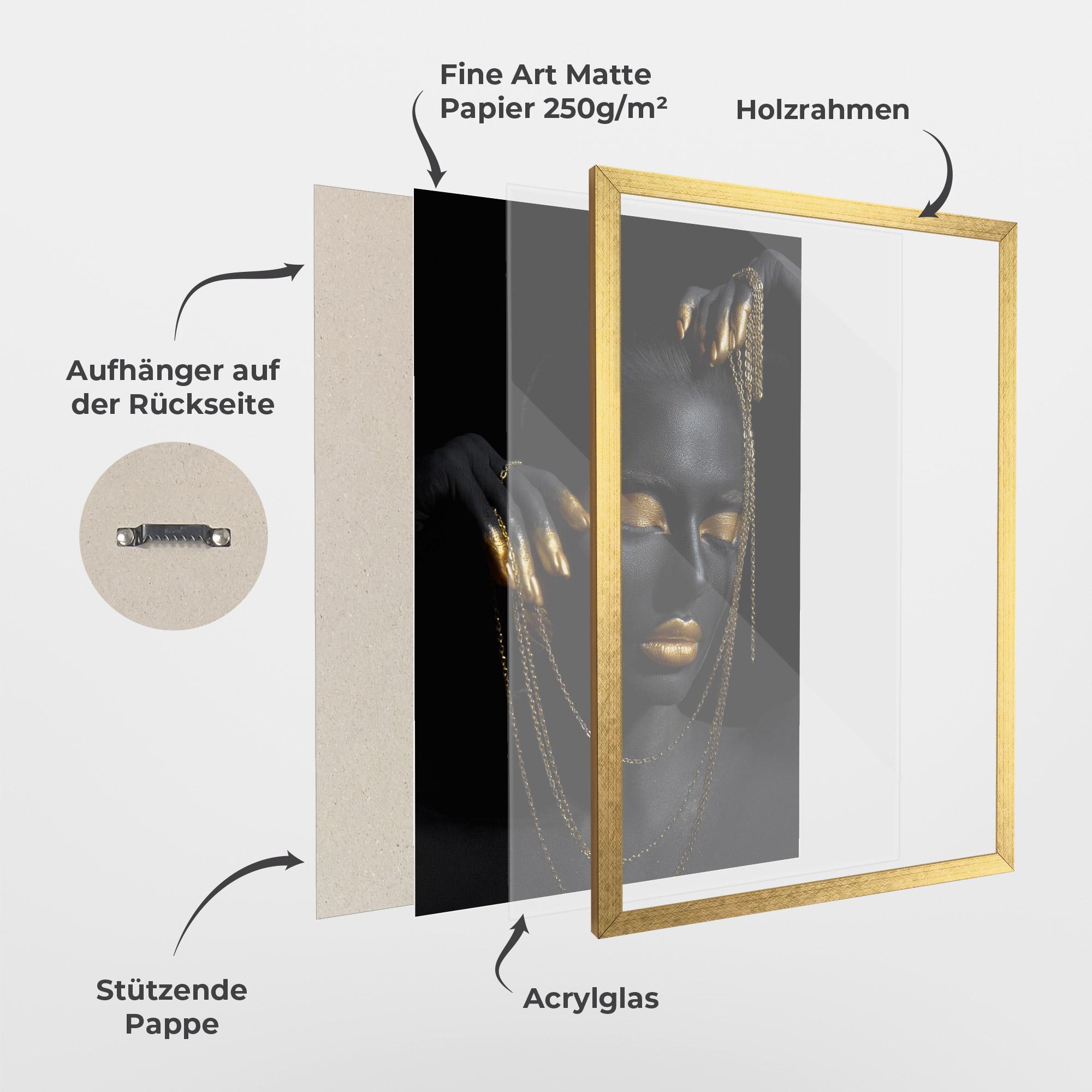 Gerahmte Poster Gold Black Skin mockup 1