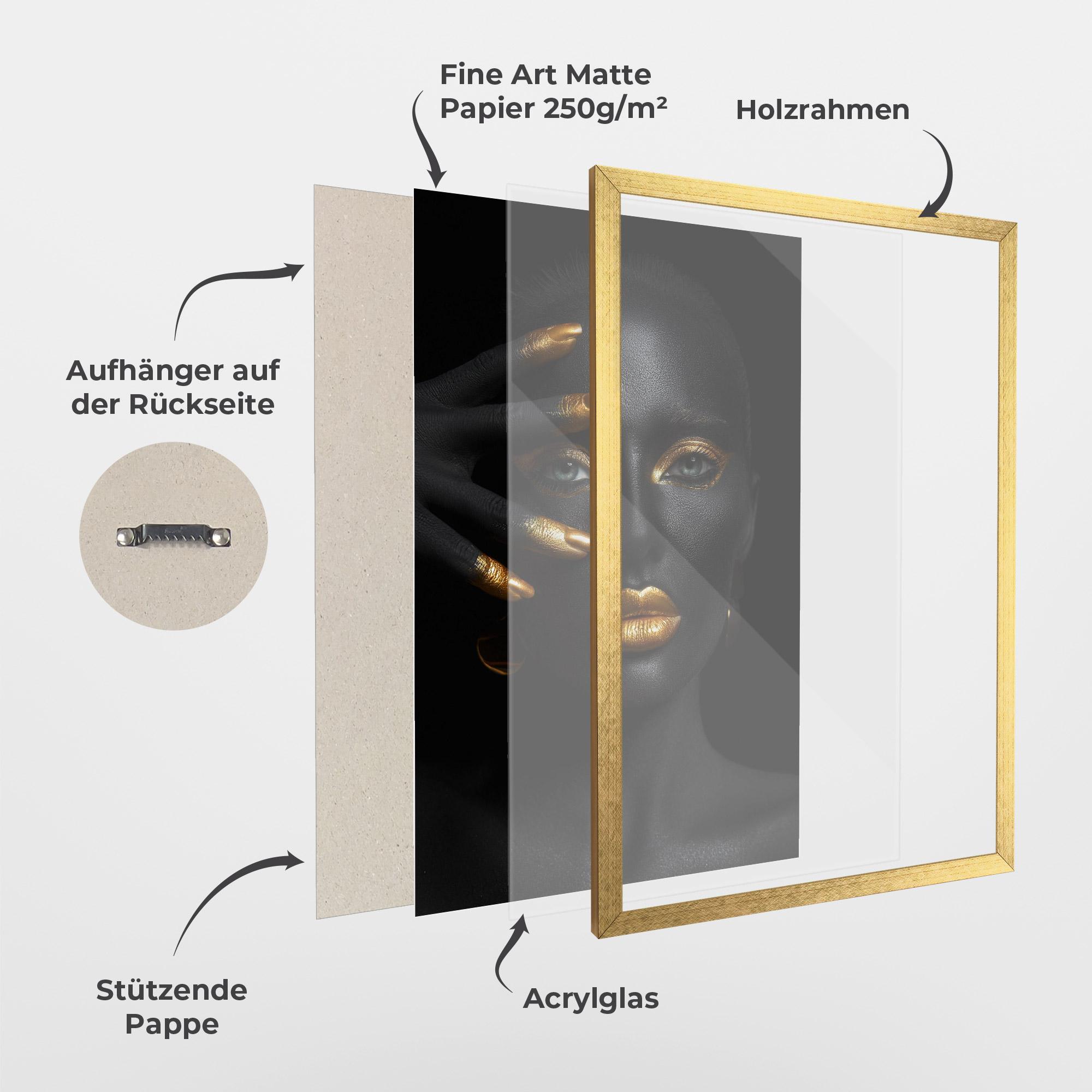 Gerahmte Poster Gold Makeup Nails mockup 1