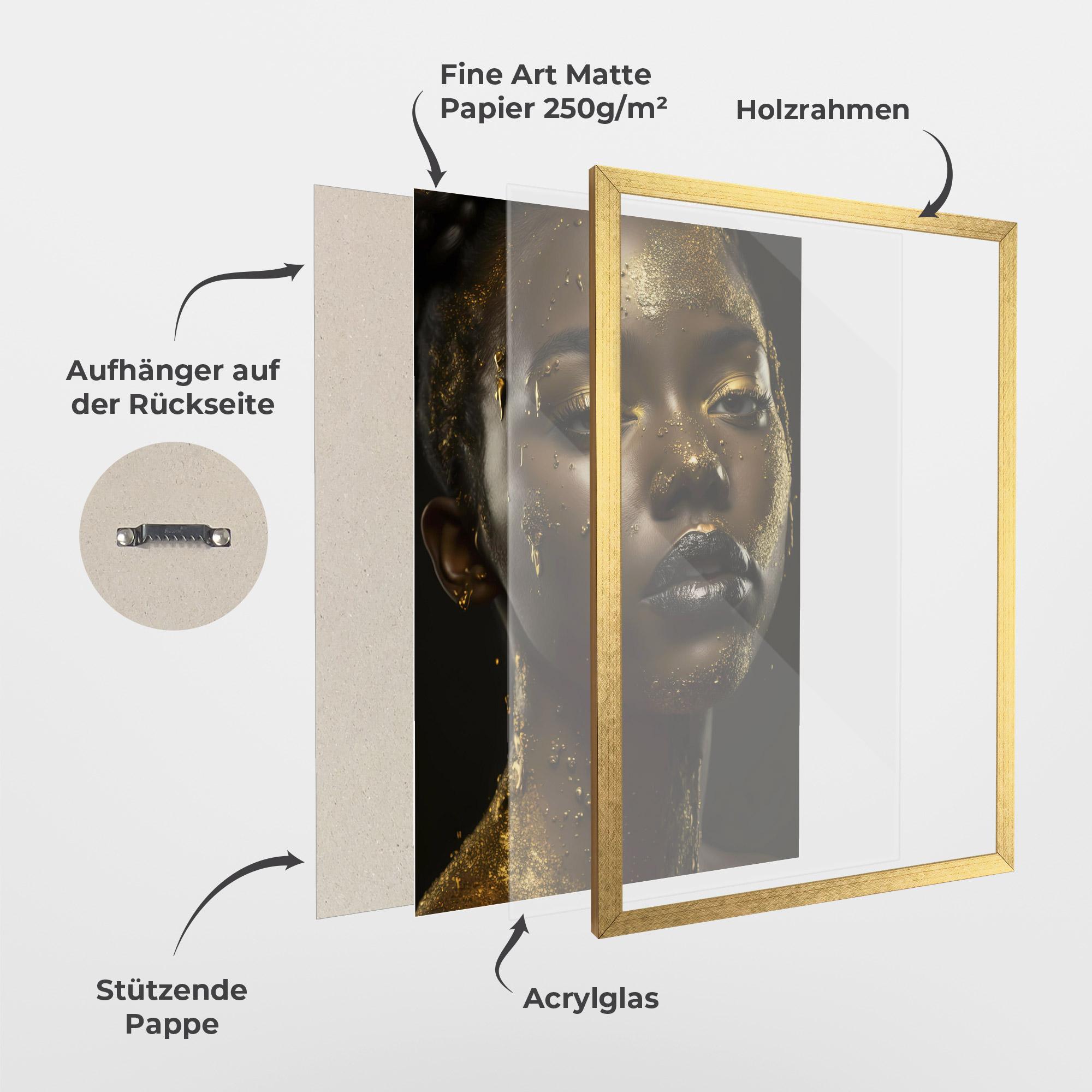 Gerahmte Poster Gold Sparkling Woman mockup 1