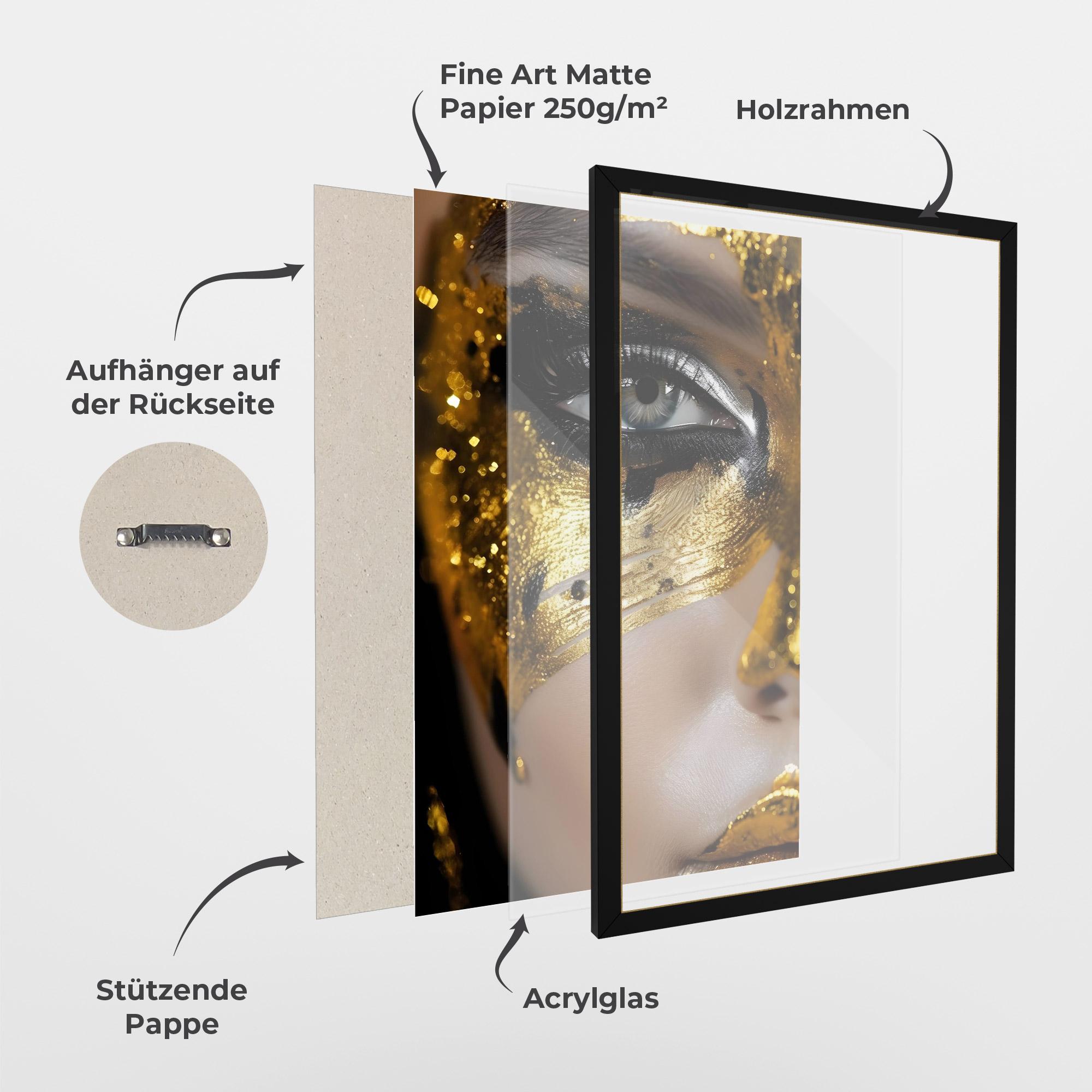 Gerahmte Poster Black Gold Eyeliner mockup 1